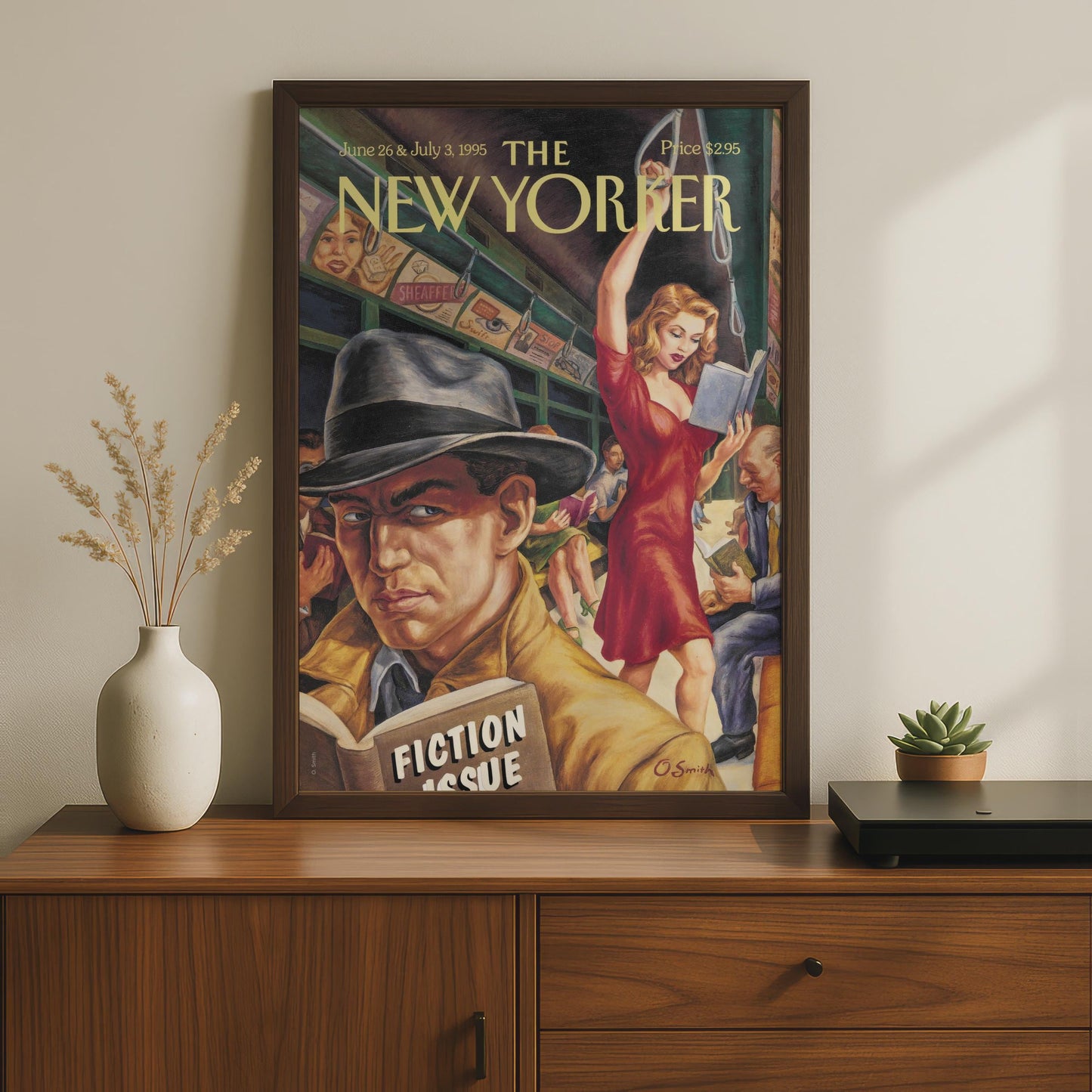 New Yorker 1995 Subway Fiction Issue Poster, Retro NYC Art Print, Vintage Cover wall art print