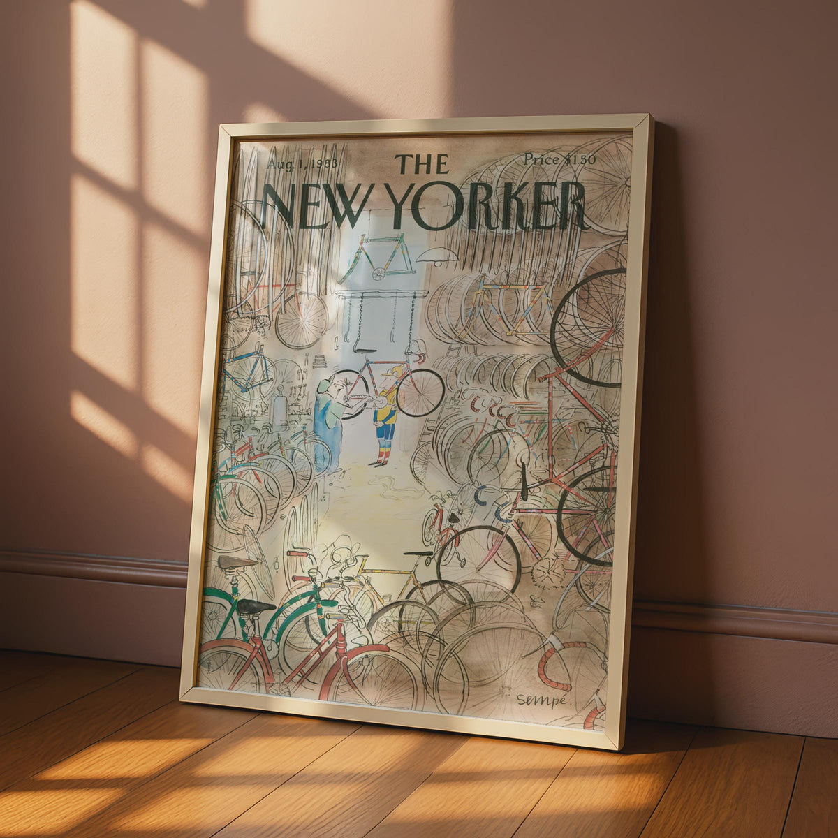 The New Yorker Poster, Sempe Bicycle Shop Cover 1983, Vintage Magazine Wall Art wall art print