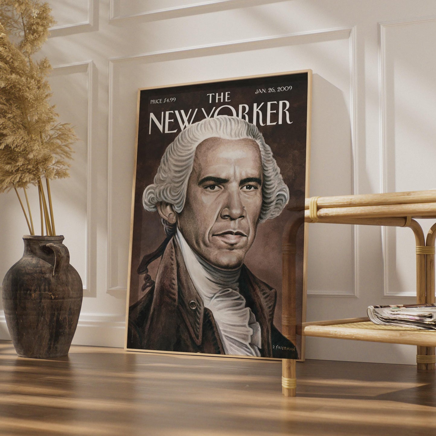 The New Yorker Cover Poster Jan 2009, Founding Father Portrait, Wall Art Print wall art print