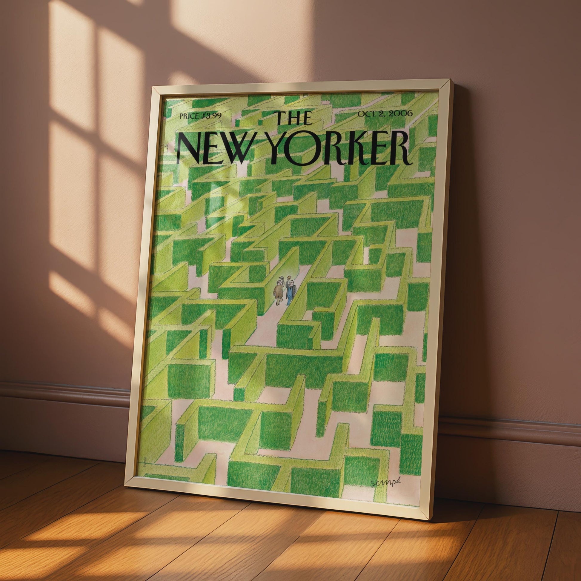 The New Yorker Cover Poster, Green Hedge Maze Art Print, Sempe Illustration Wall Art wall art print