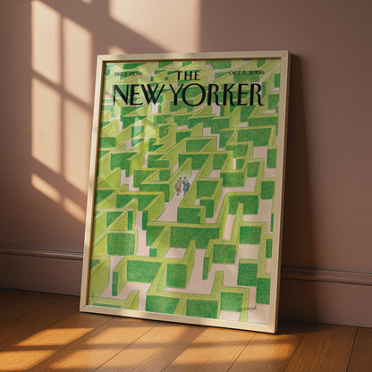 The New Yorker Cover Poster, Green Hedge Maze Art Print, Sempe Illustration Wall Art wall art print