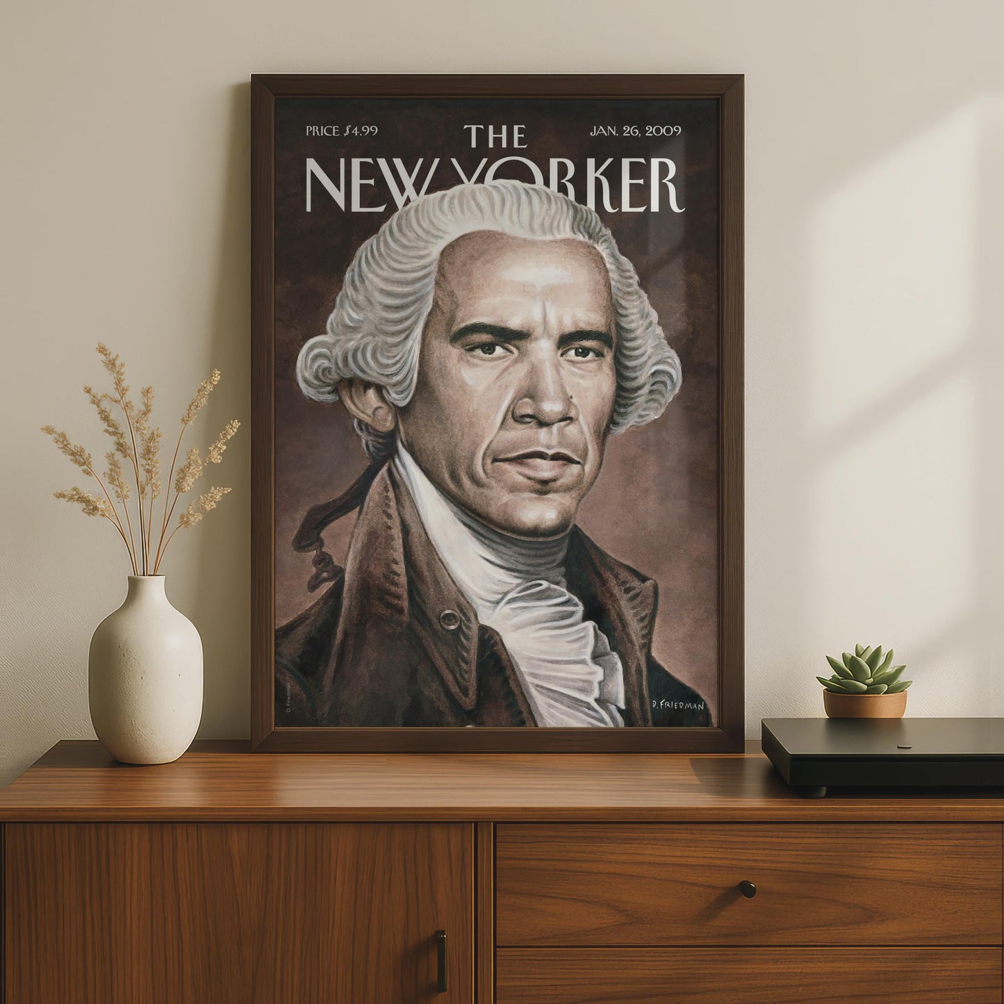 The New Yorker Cover Poster Jan 2009, Founding Father Portrait, Wall Art Print wall art print