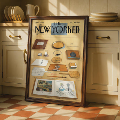 The New Yorker Poster Dec 2012, Steinberg Art Print, Vintage Magazine Cover Wall Art wall art print