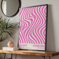 Bauhaus Exhibition Poster, Frankfurt July 19 1923, Vintage Art Print, Pink Wavy Lines, Modernist wall art print