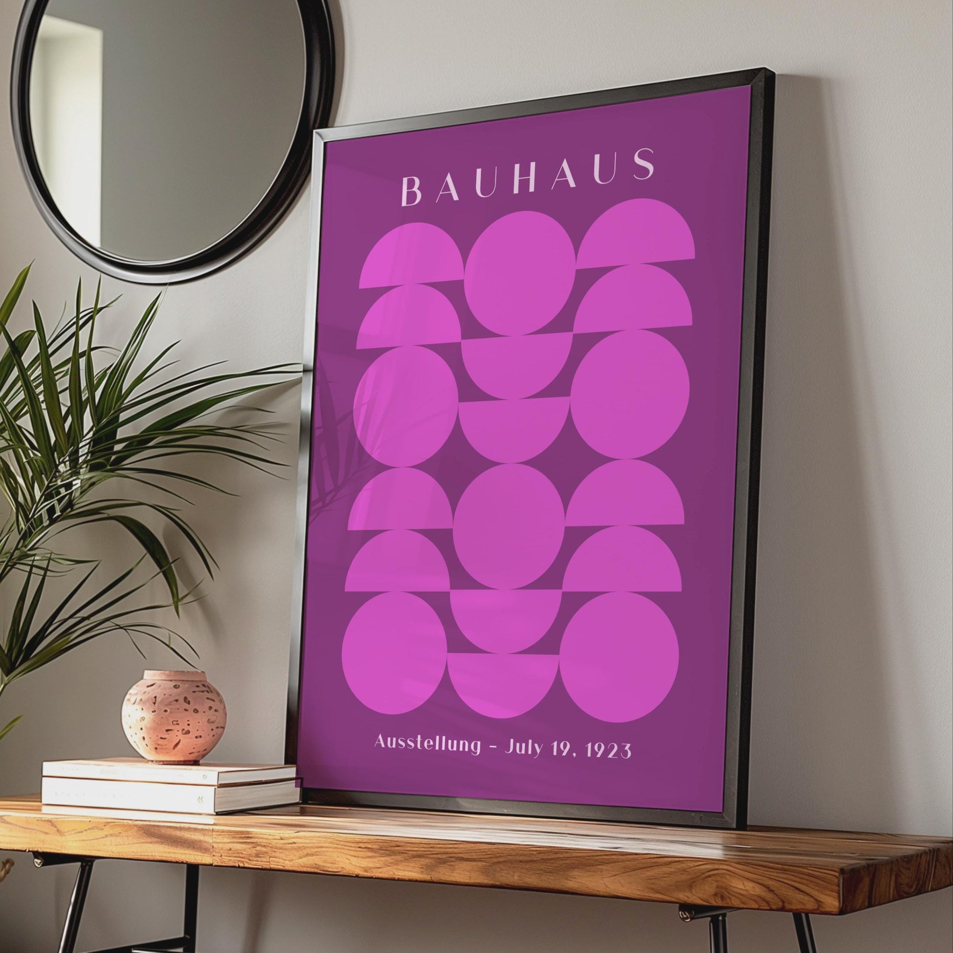 Bauhaus Poster, Pink Geometric Wall Art, Retro Exhibition Print, Minimalist Home Decor, July 19 wall art print