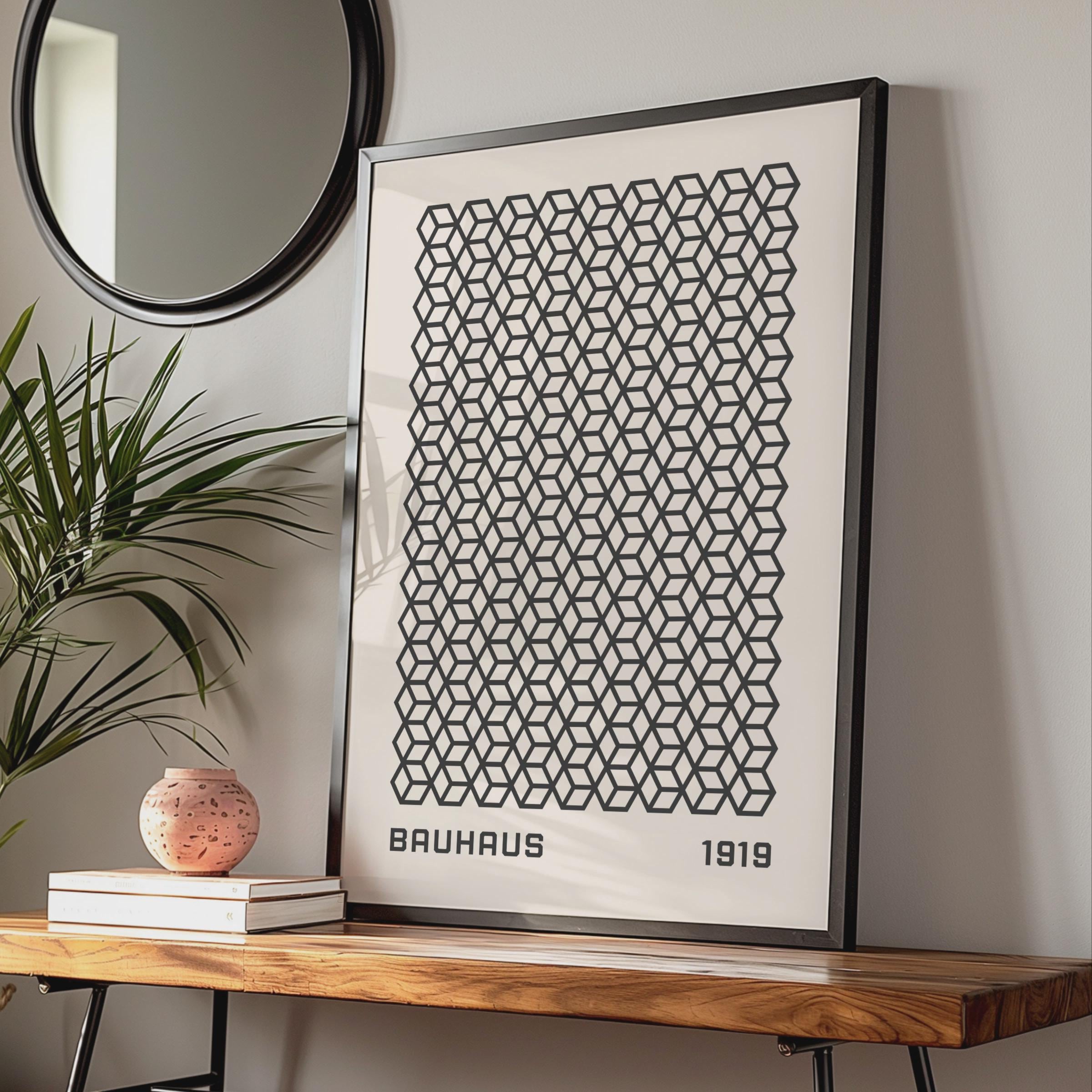 Bauhaus Hexagon Pattern Poster, Minimalist Wall Art, Geometric Print, 1919 Inspired Decor wall art print