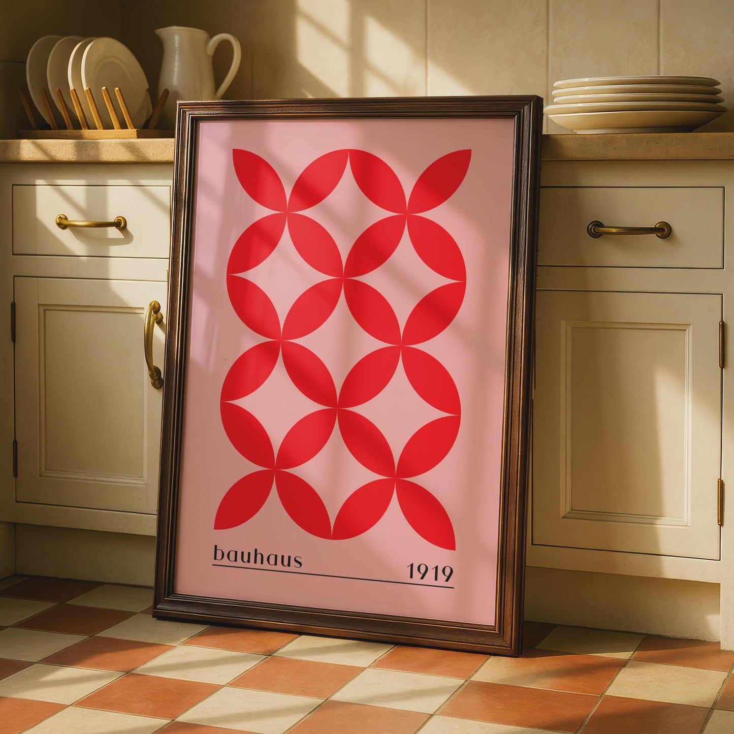 Bauhaus Print, 1919 Wall Art, Geometric Red Pattern, Minimalist Poster for Home Decor wall art print