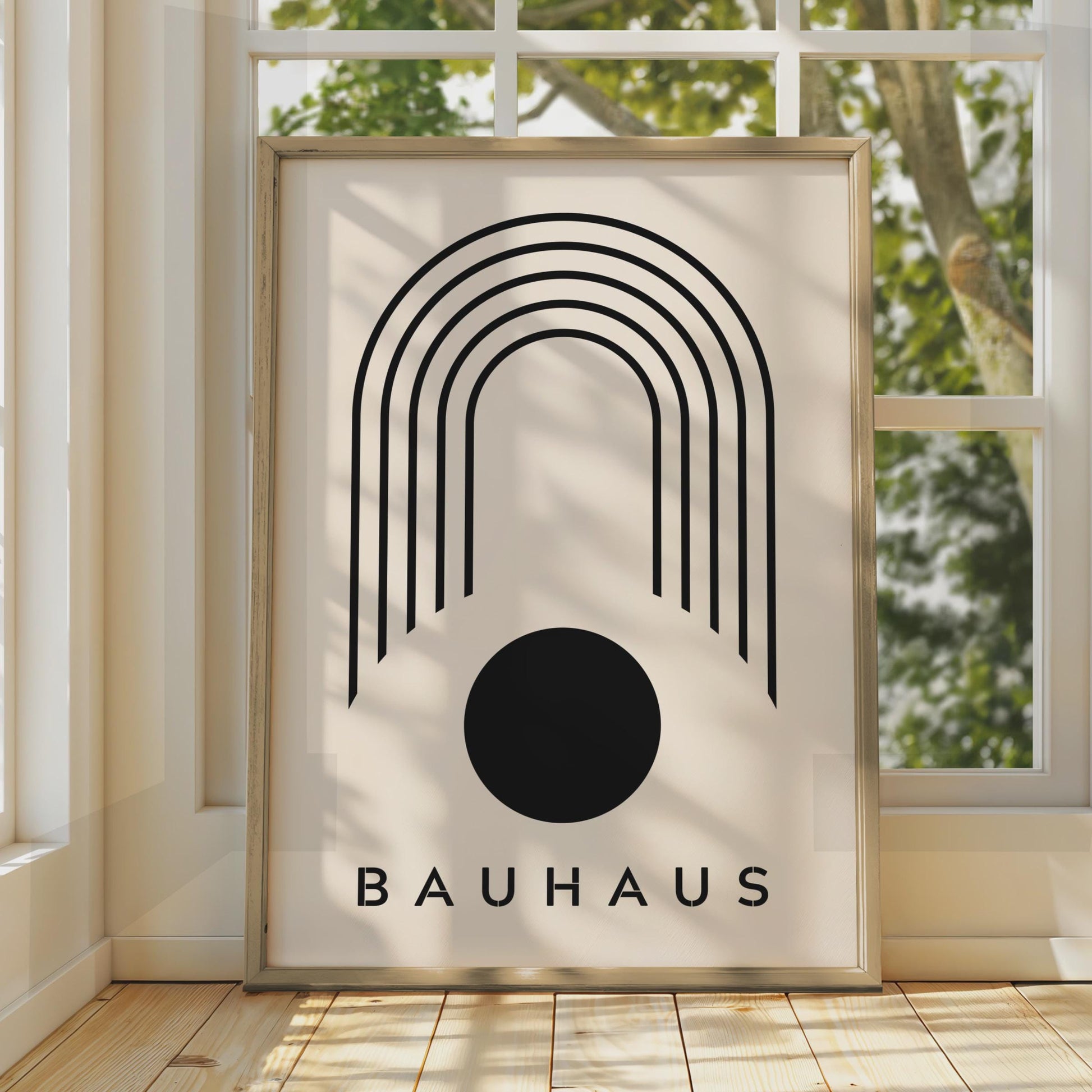 Bauhaus Poster, Minimalist Arch and Circle Art, Modern Black White Print wall art print