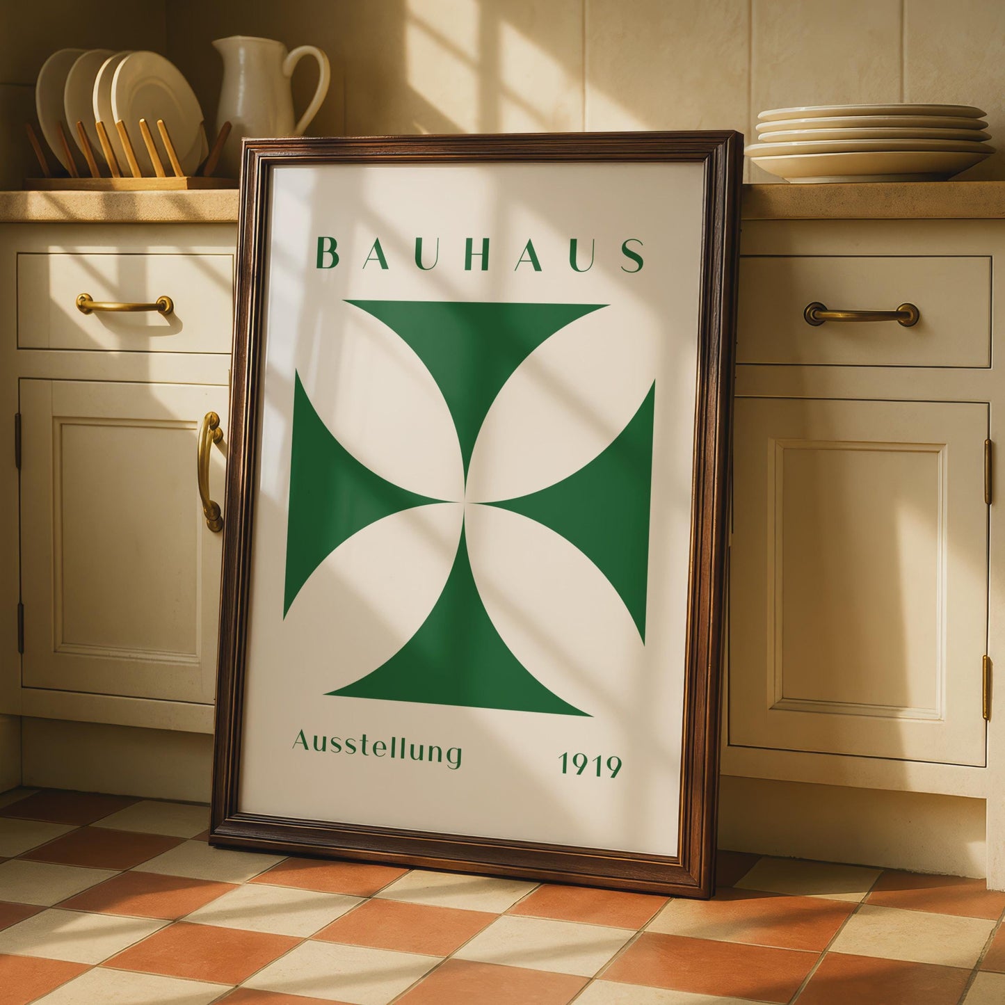 Bauhaus Poster 1919, Minimalist Green Shapes Wall Art wall art print