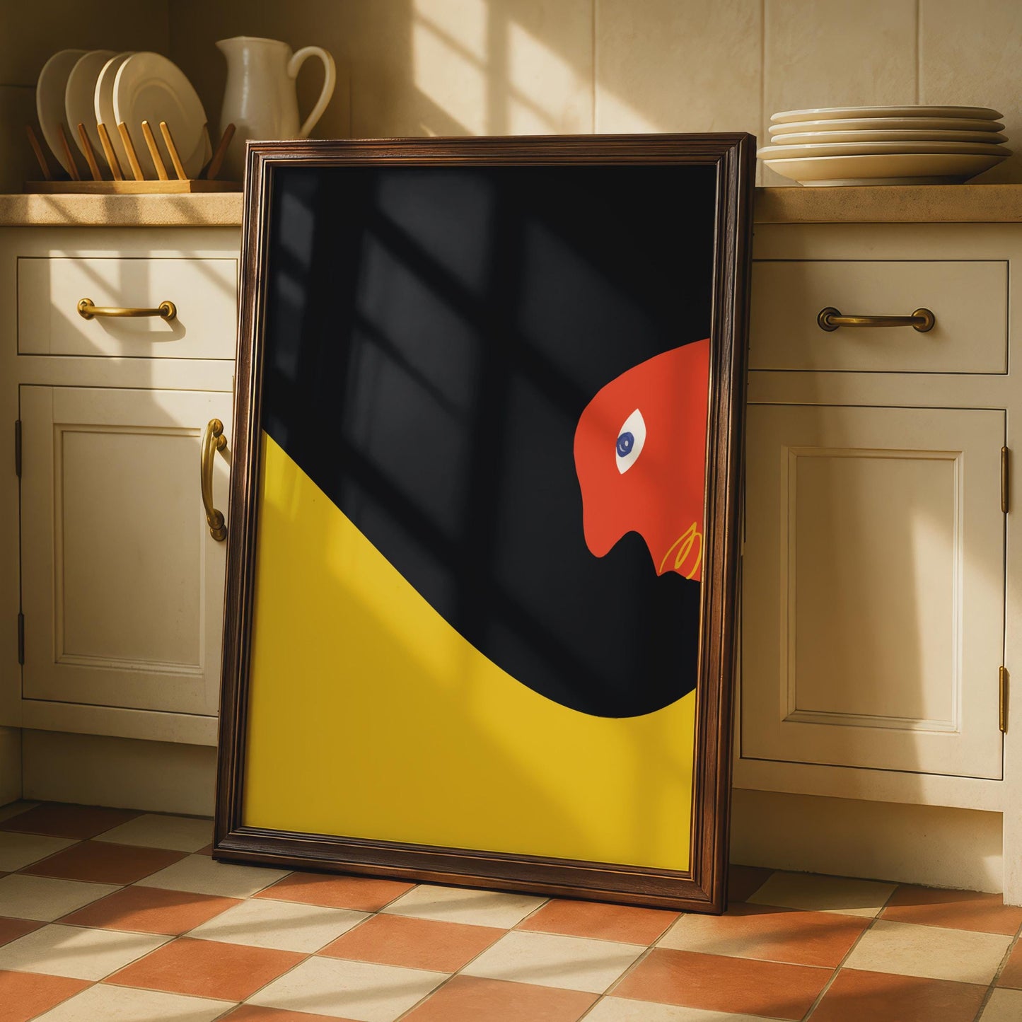 Bauhaus Poster, Bold Minimalist Artwork, Abstract Red Bird, Graphic Wall Art, Modern Home Decor wall art print