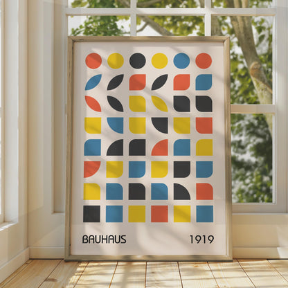 Bauhaus Poster, Abstract Geometric Wall Art, Colourful Print, 1919 Design, Modern Home Decor wall art print