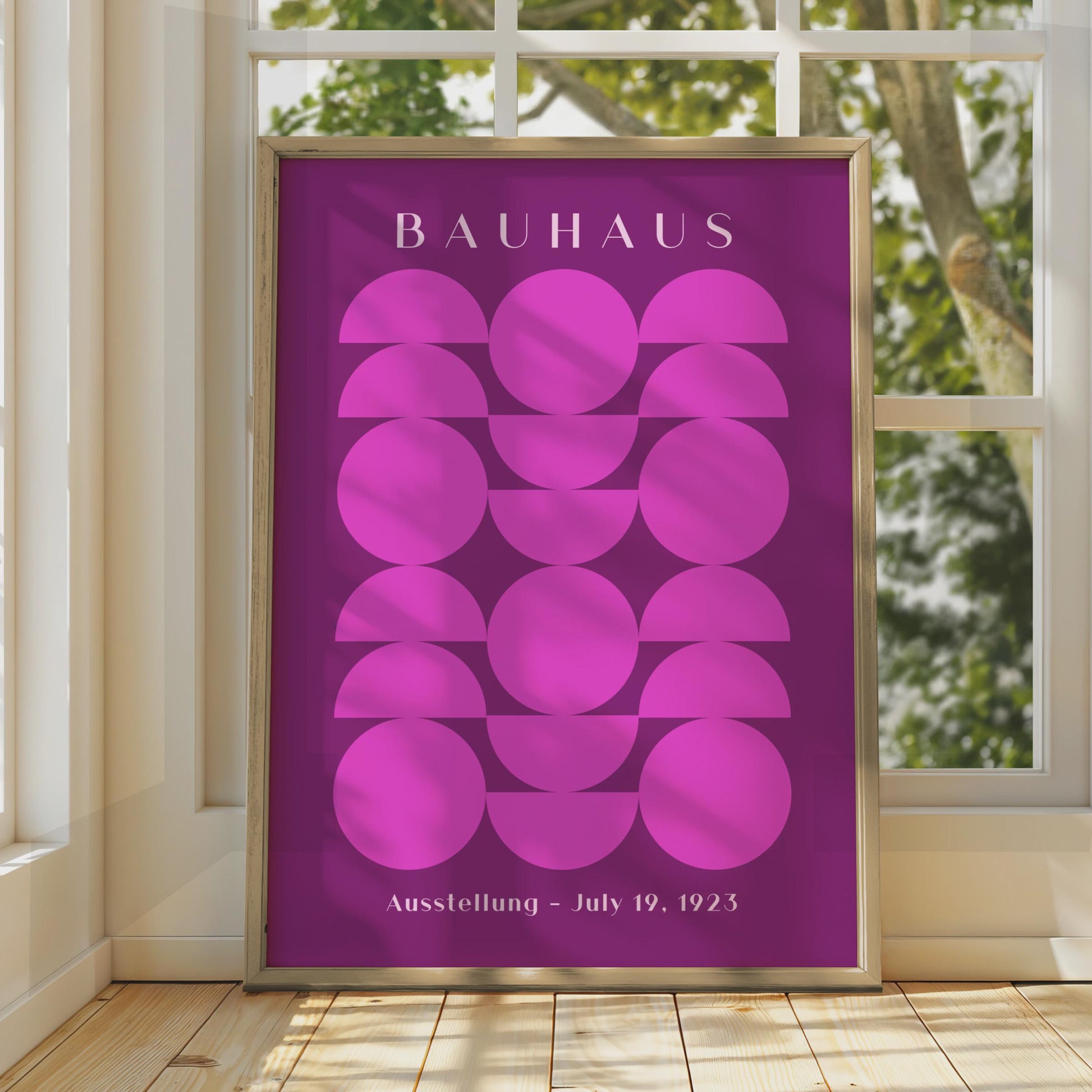 Bauhaus Poster, Pink Geometric Wall Art, Retro Exhibition Print, Minimalist Home Decor, July 19 wall art print
