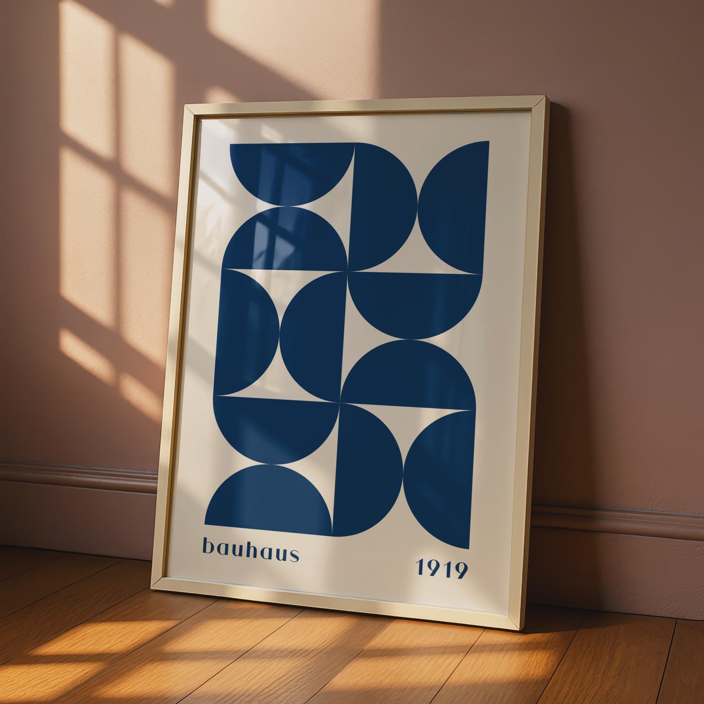 Bauhaus Poster, Geometric Art Print, Minimalist Home Decor, Blue & Cream Graphics, 1919 Design wall art print