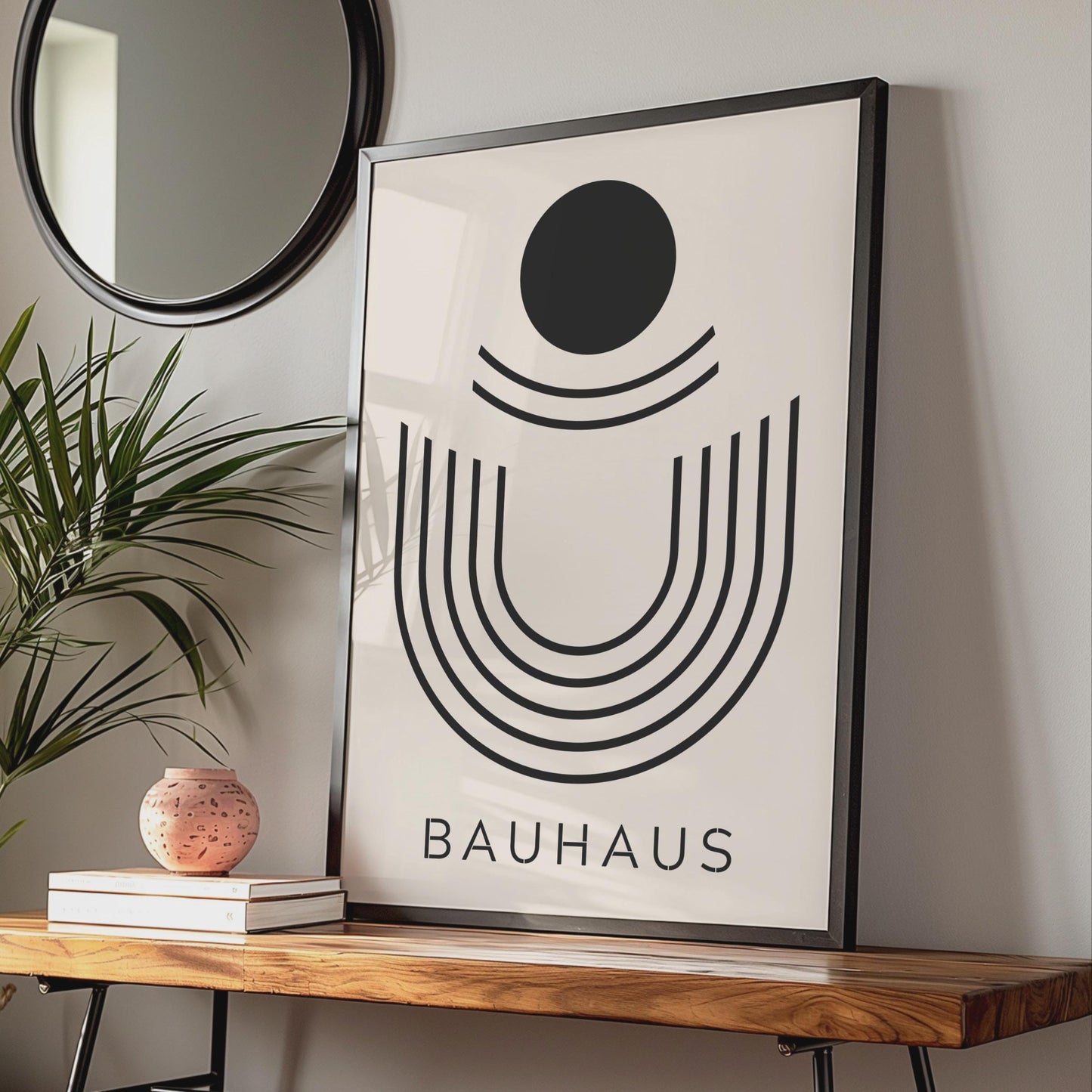 Bauhaus Geometric Print, Black White Minimalist Poster, Modern Art Home Office wall art print