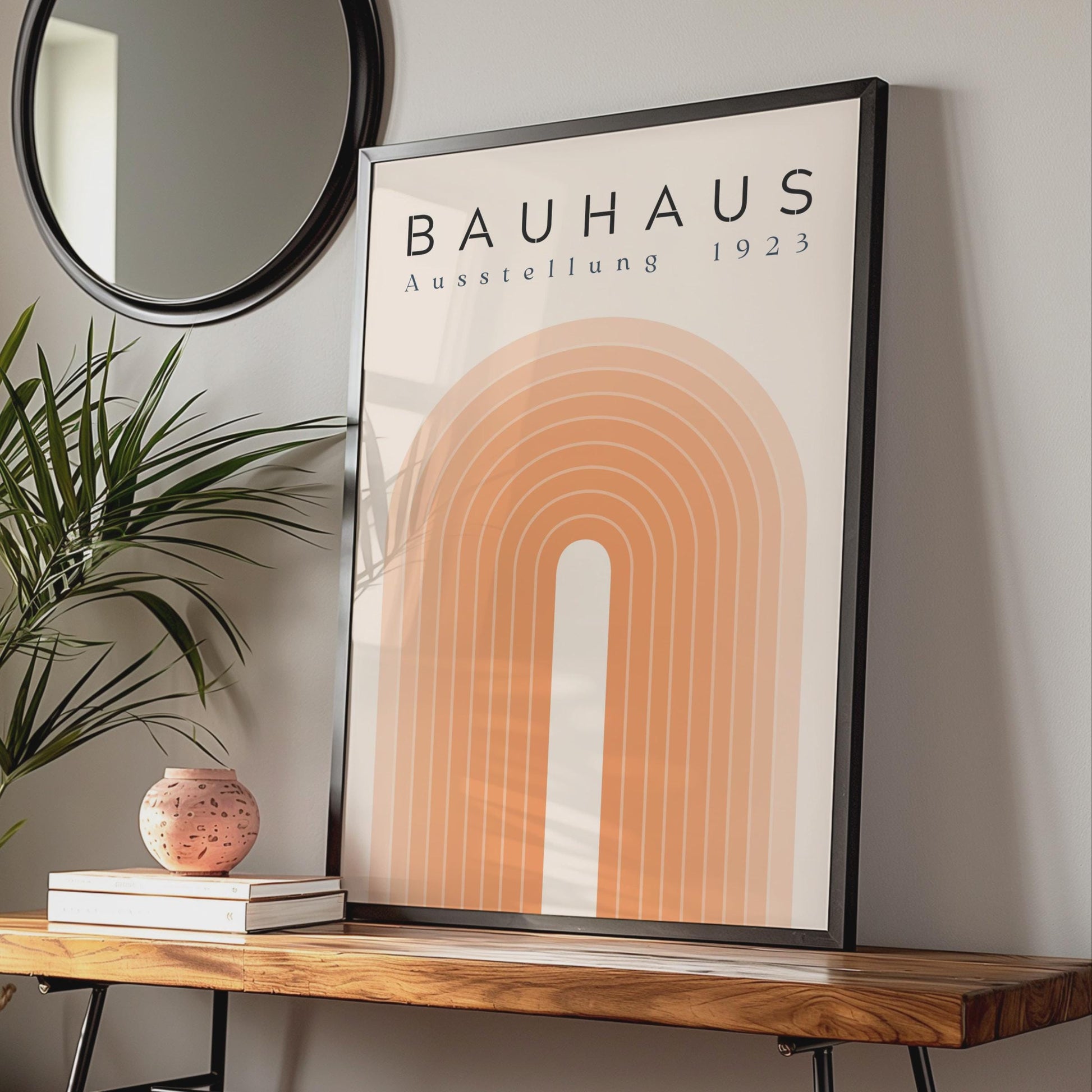 Bauhaus Ausstellung 1923 Poster, Retro Minimalist Art Print, Geometric Orange and Cream Decor wall art print