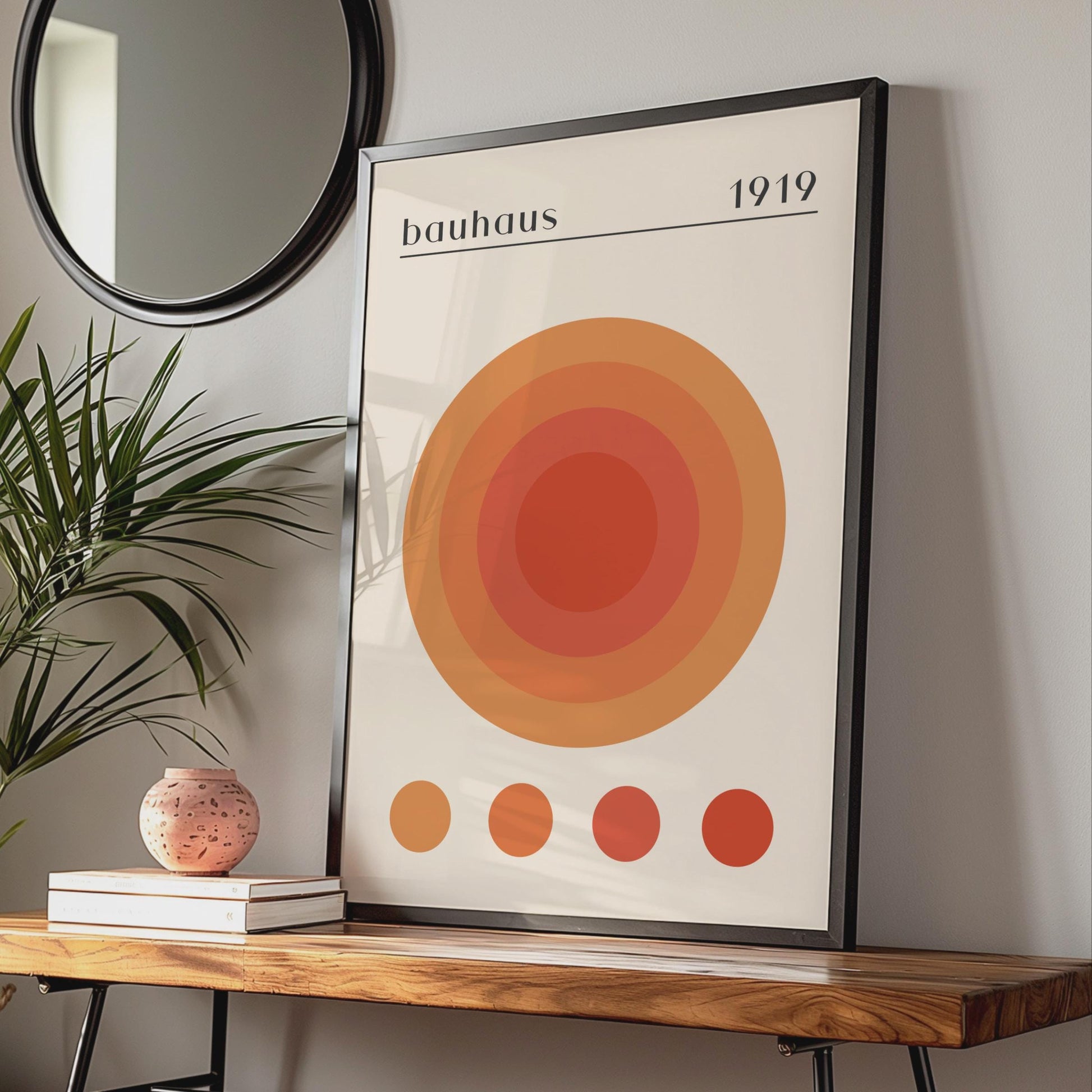 Bauhaus Circle Art Print, Minimalist Poster 1919, Orange Wall Art, Modern Home Decor wall art print