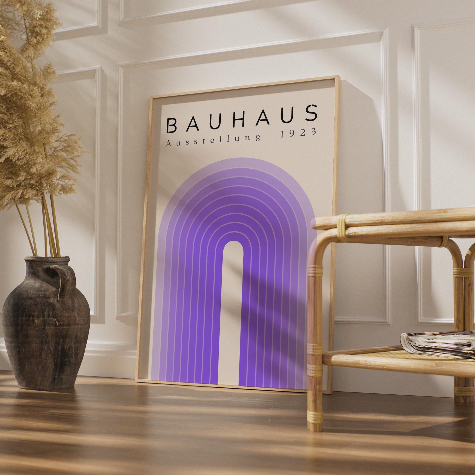 Bauhaus Poster, Geometric Artwork, 1923 Exhibition Print, Purple Arch Design, Minimalist Wall Art wall art print