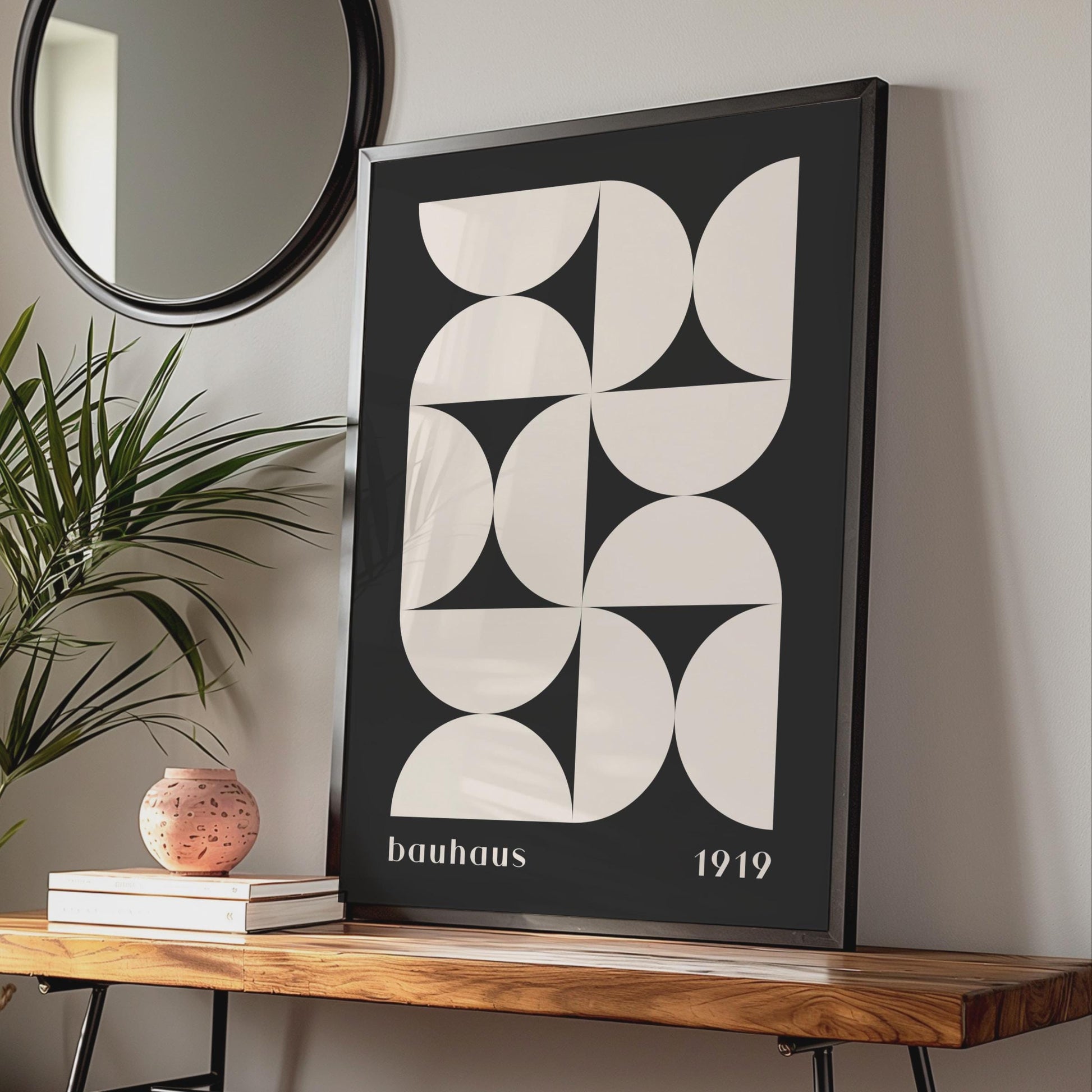 Bauhaus Geometric Art Print, Minimalist Black White Wall Decor wall art print