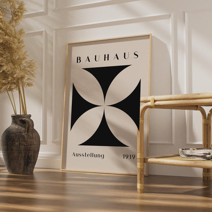 Bauhaus Print, 1919 Exhibition Poster, Minimalist Black and Beige Wall Art, Modern Decor, Graphic wall art print