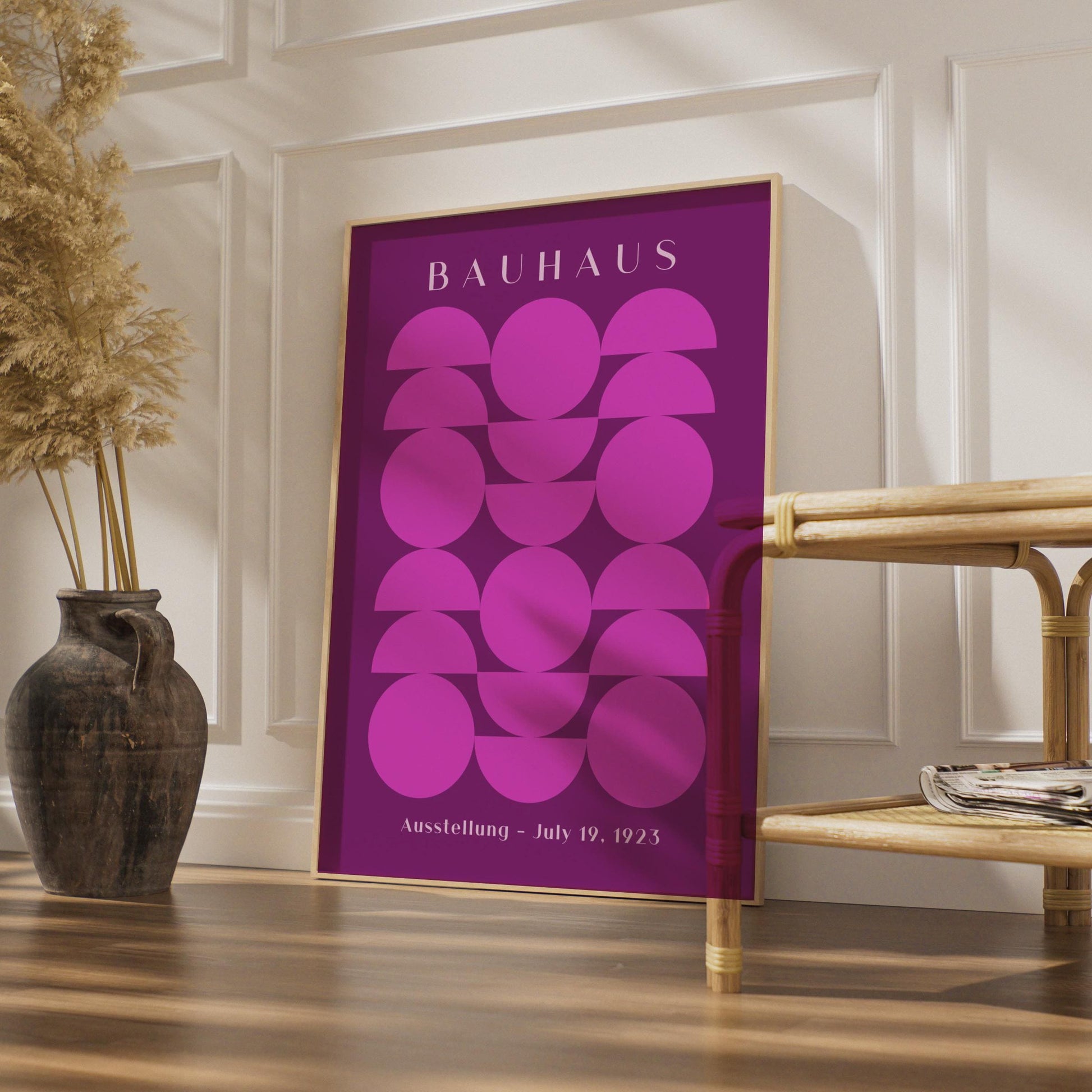 Bauhaus Poster, Pink Geometric Wall Art, Retro Exhibition Print, Minimalist Home Decor, July 19 wall art print