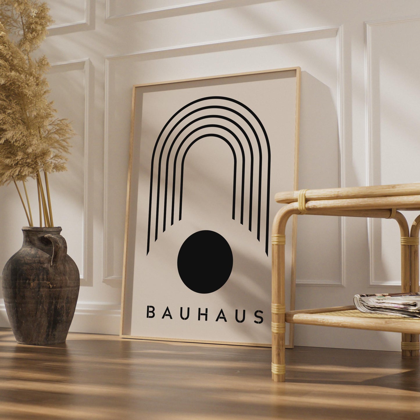 Bauhaus Poster, Minimalist Arch and Circle Art, Modern Black White Print wall art print