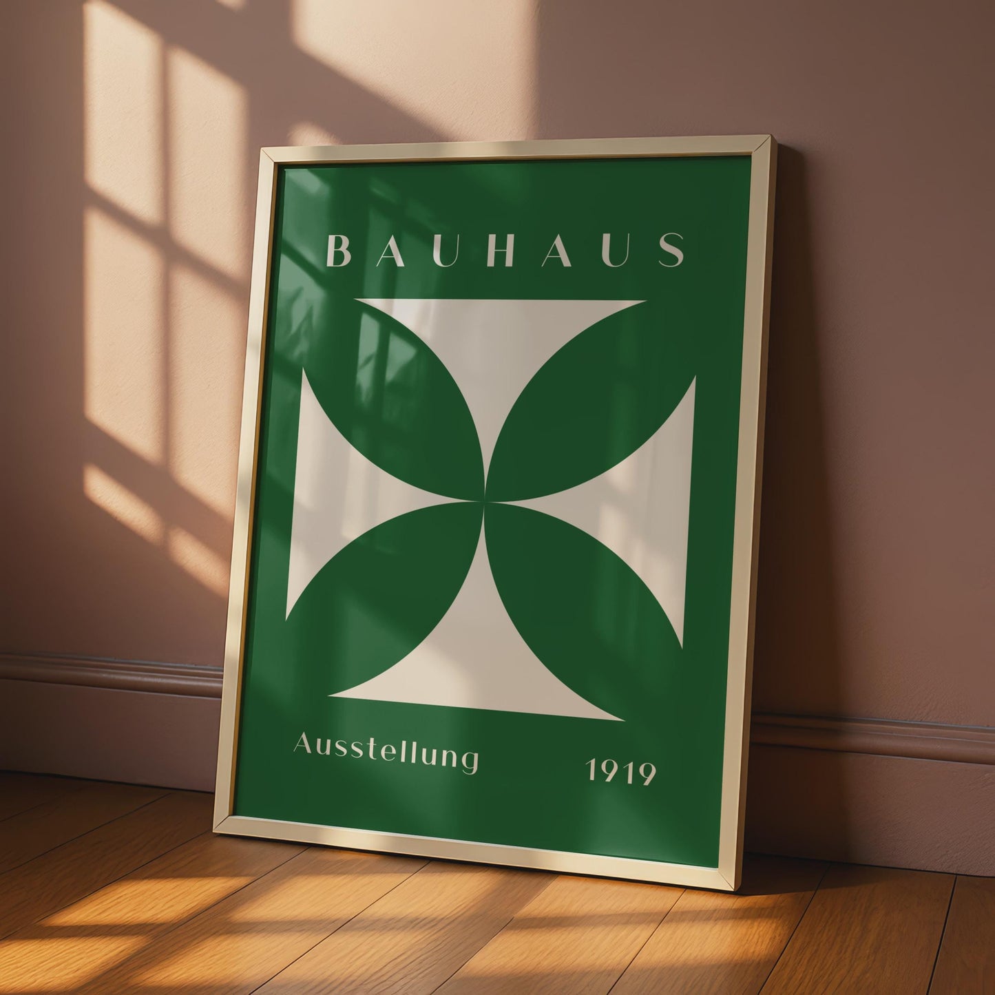Bauhaus Print, Minimalist Geometric Art, 1919 Exhibition Poster, Green and Cream Wall Decor wall art print