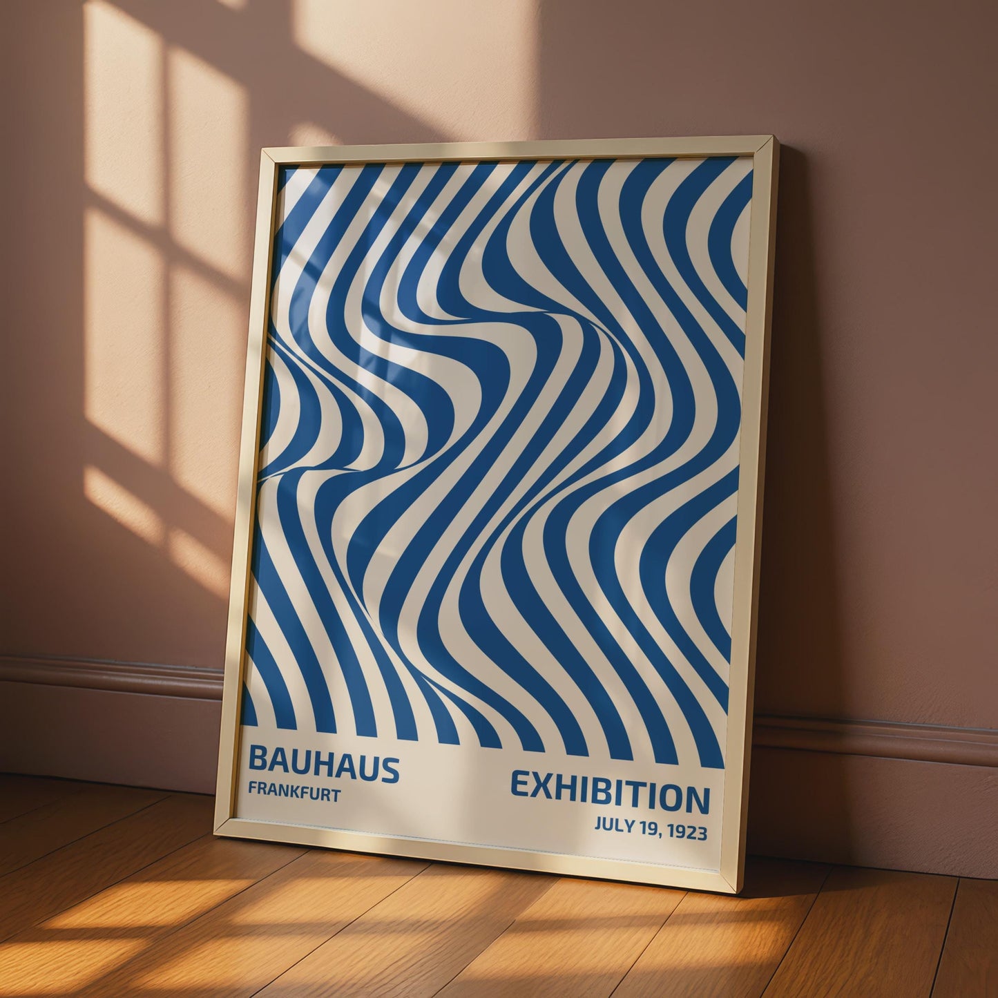 Bauhaus Exhibition Poster, 1923, Blue Waves Art Print, Modern Wall Decor, Frankfurt Design wall art print
