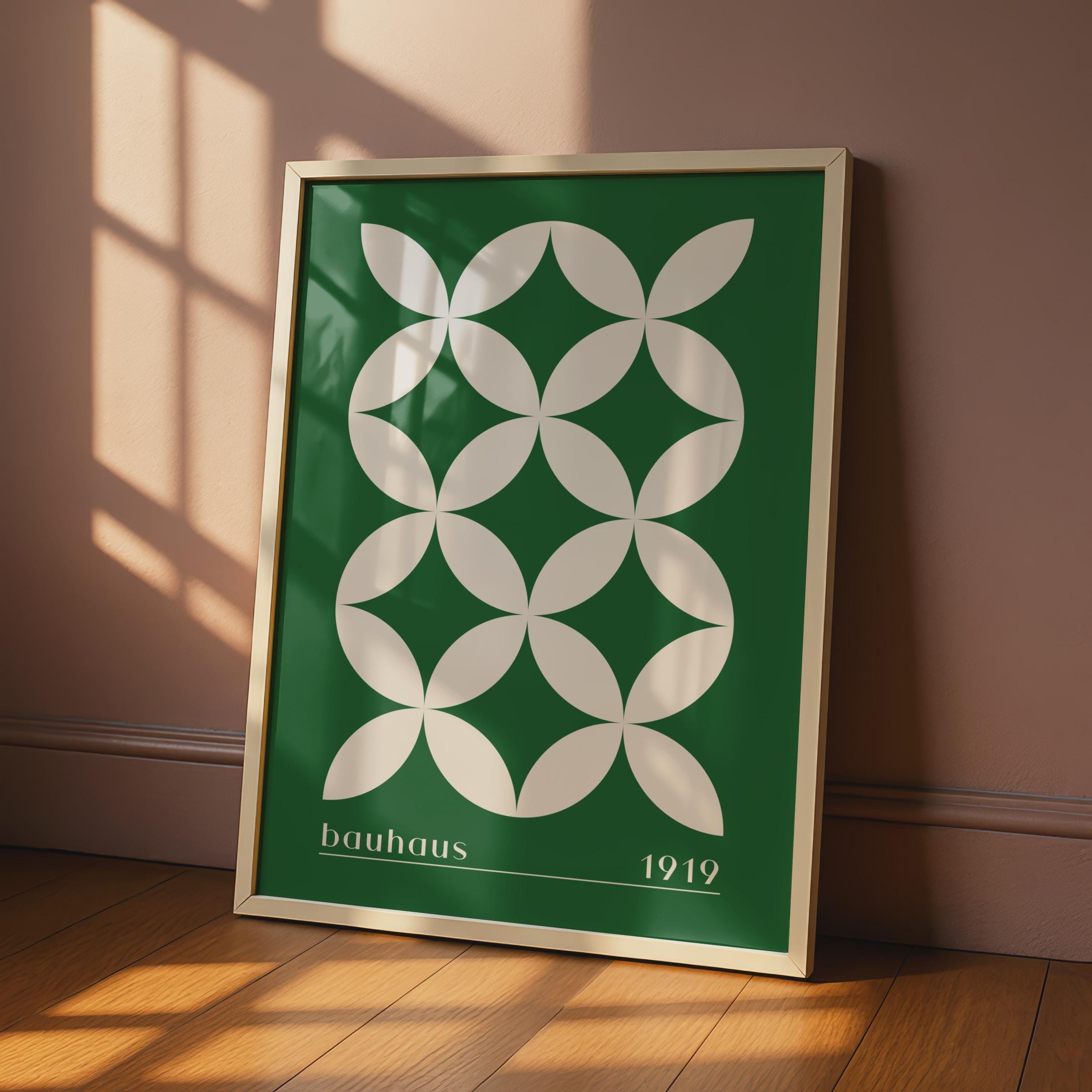 Bauhaus Geometric Print, Minimalist Green Wall Art (1919 Design) wall art print