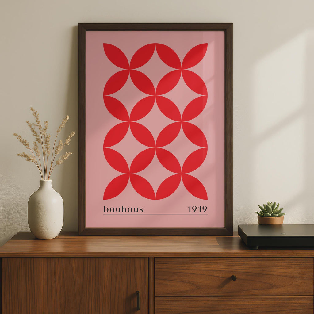 Bauhaus Print, 1919 Wall Art, Geometric Red Pattern, Minimalist Poster for Home Decor wall art print