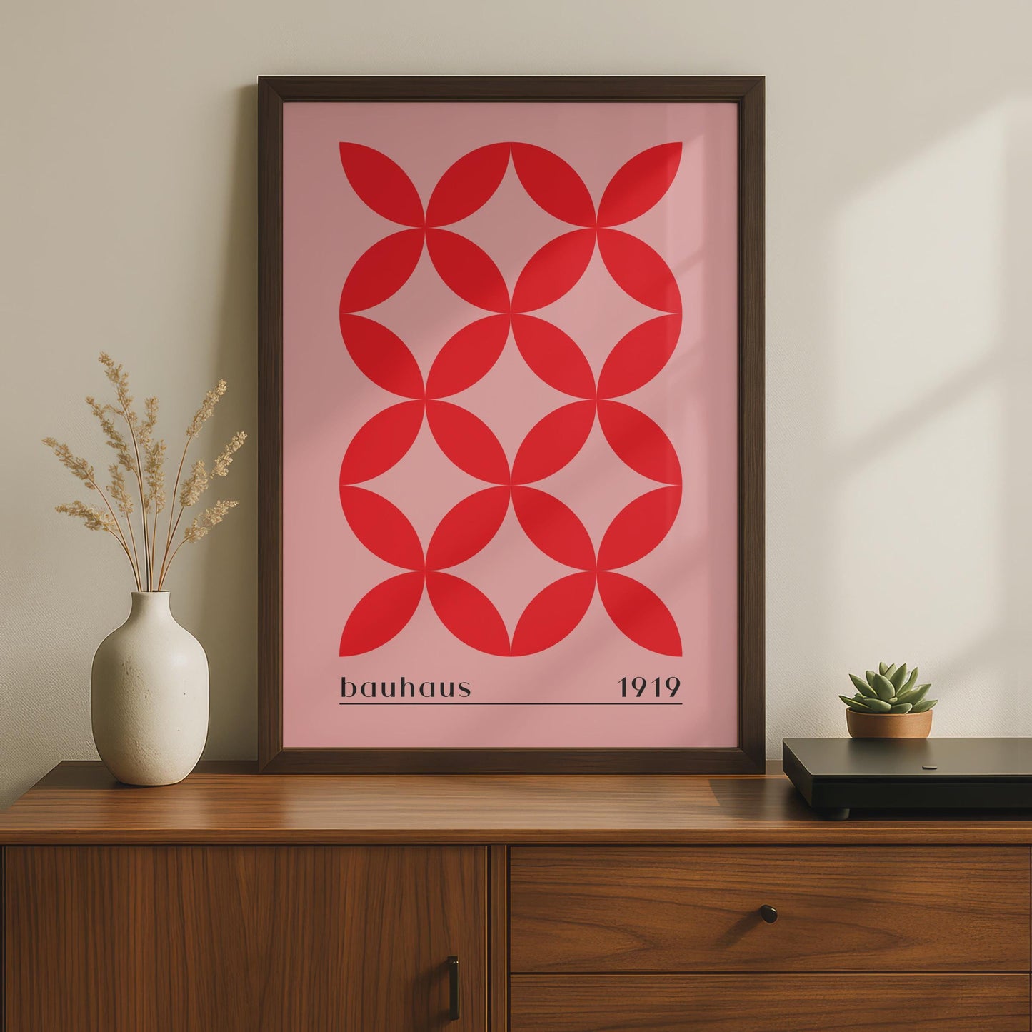 Bauhaus Print, 1919 Wall Art, Geometric Red Pattern, Minimalist Poster for Home Decor wall art print