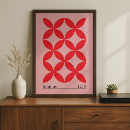 Bauhaus Print, 1919 Wall Art, Geometric Red Pattern, Minimalist Poster for Home Decor wall art print