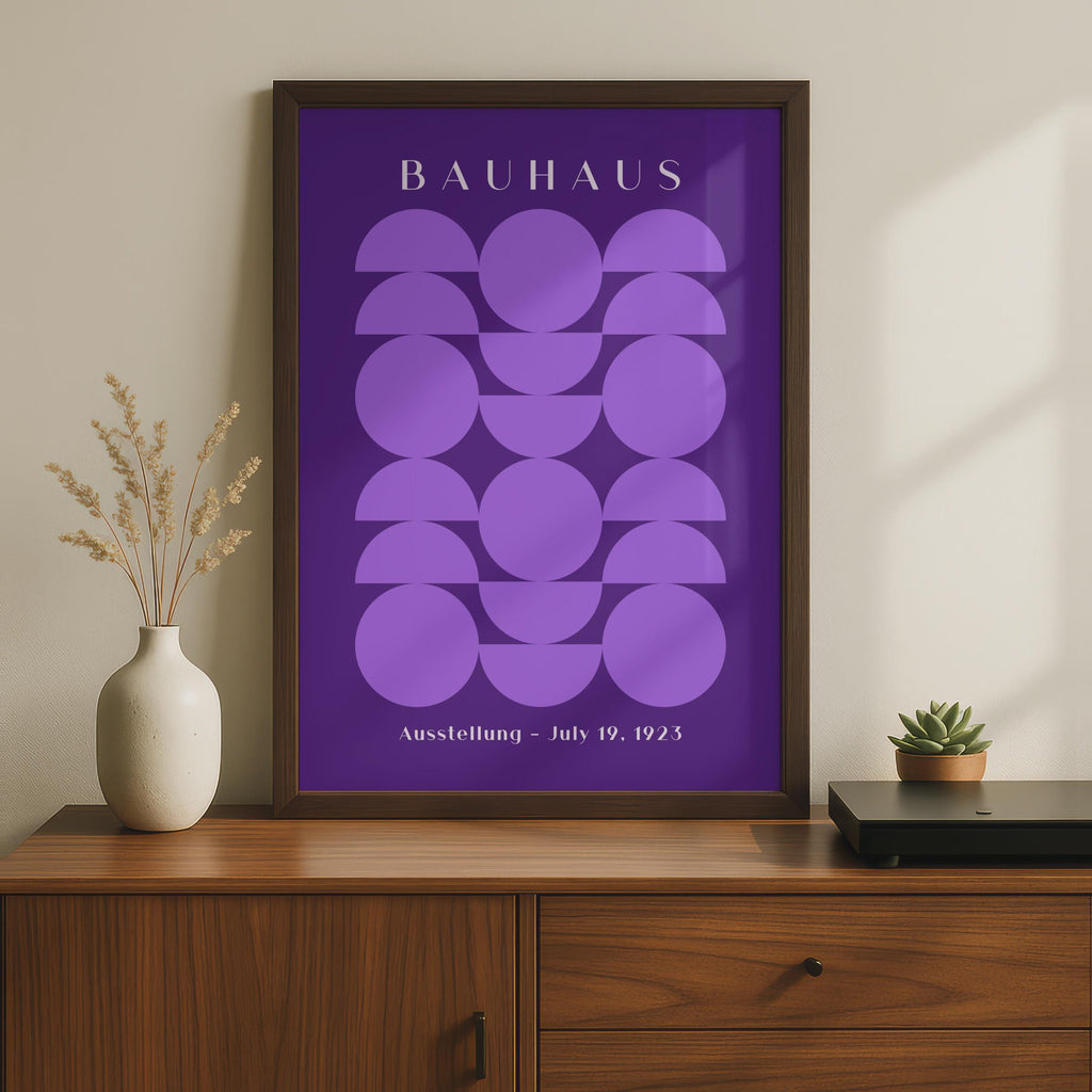 Stylish Bauhaus Poster, Geometric Art Print, Purple Wall Decor, Modern Home Design, Bauhaus wall art print
