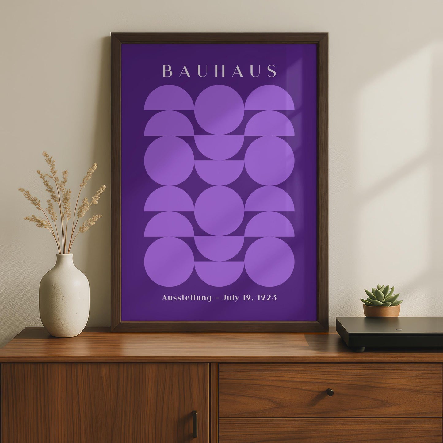 Stylish Bauhaus Poster, Geometric Art Print, Purple Wall Decor, Modern Home Design, Bauhaus wall art print