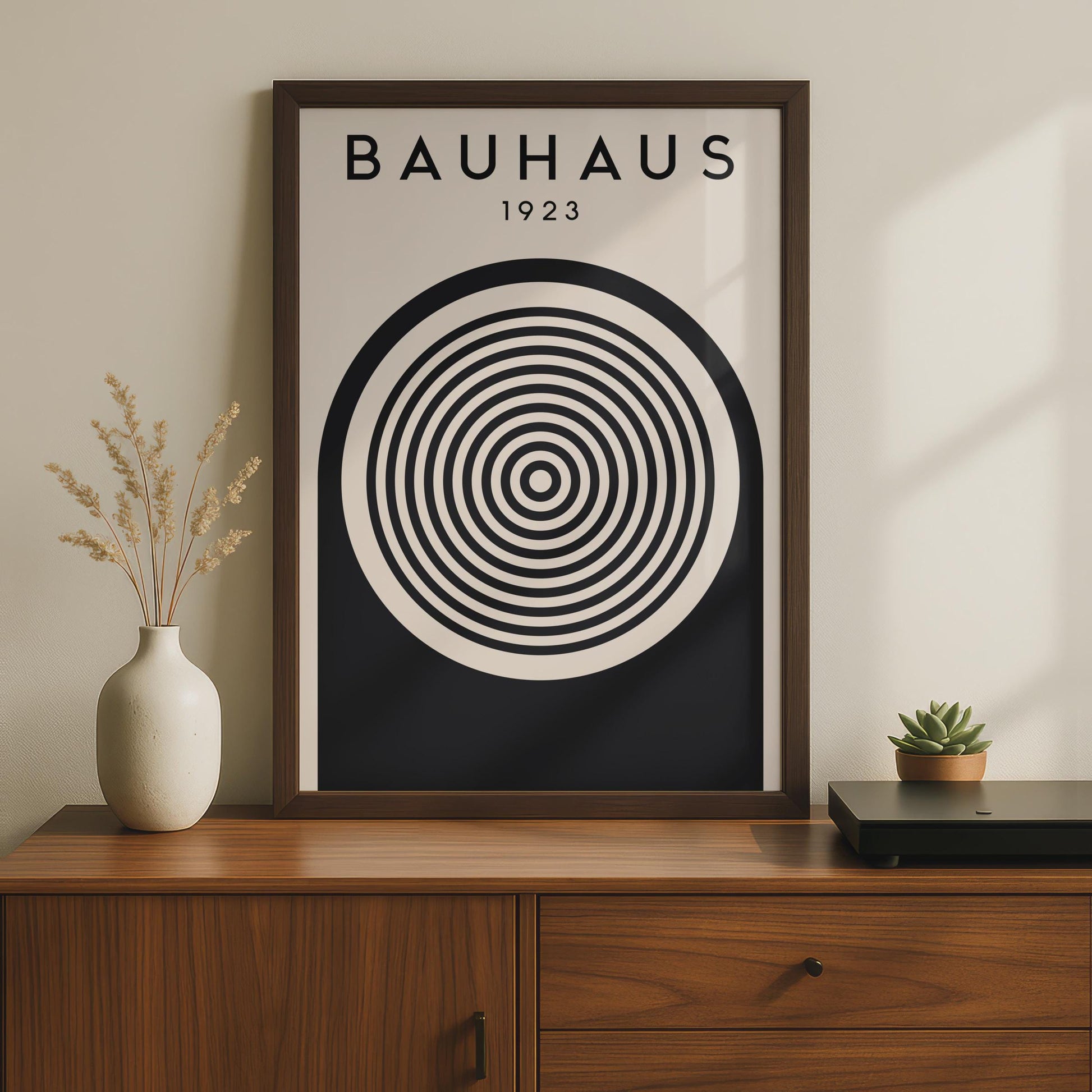 Bauhaus Inspired Poster, 1923 Geometric Wall Art, Minimalist Design Print, Black and White Home wall art print