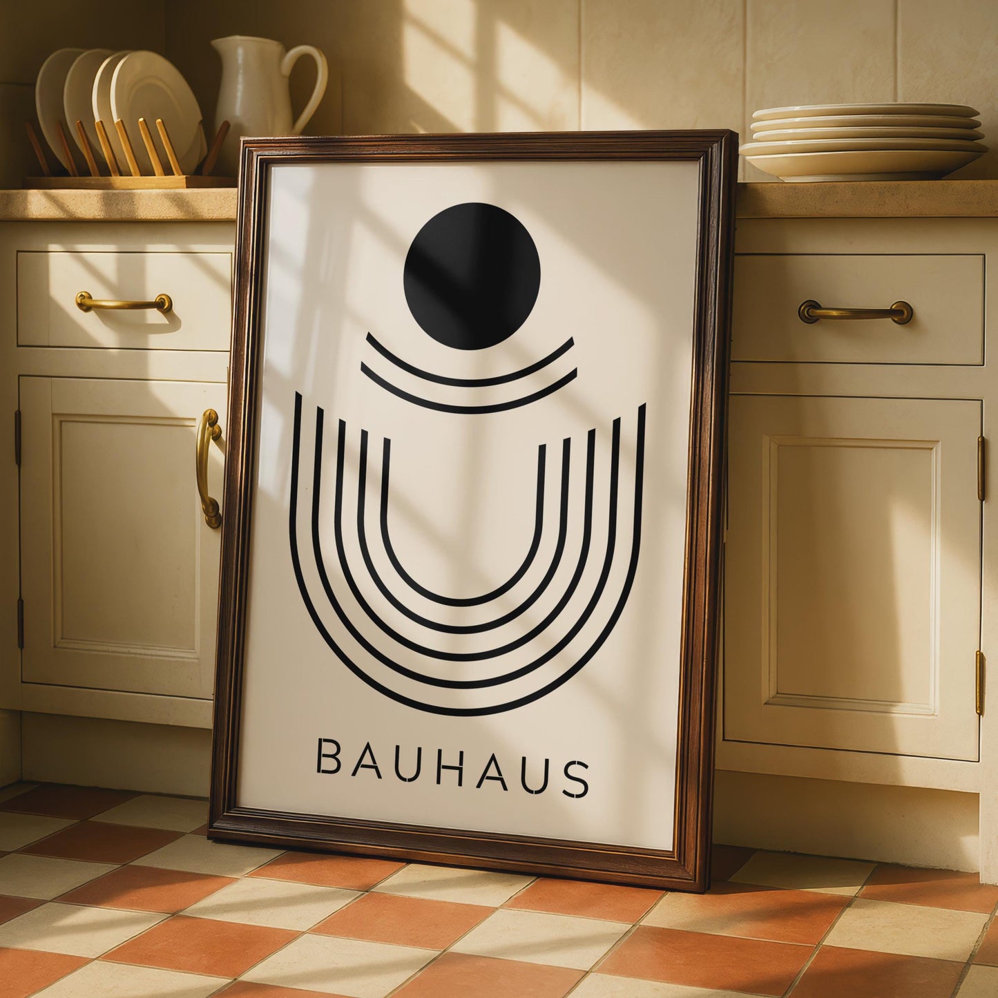 Bauhaus Geometric Print, Black White Minimalist Poster, Modern Art Home Office wall art print