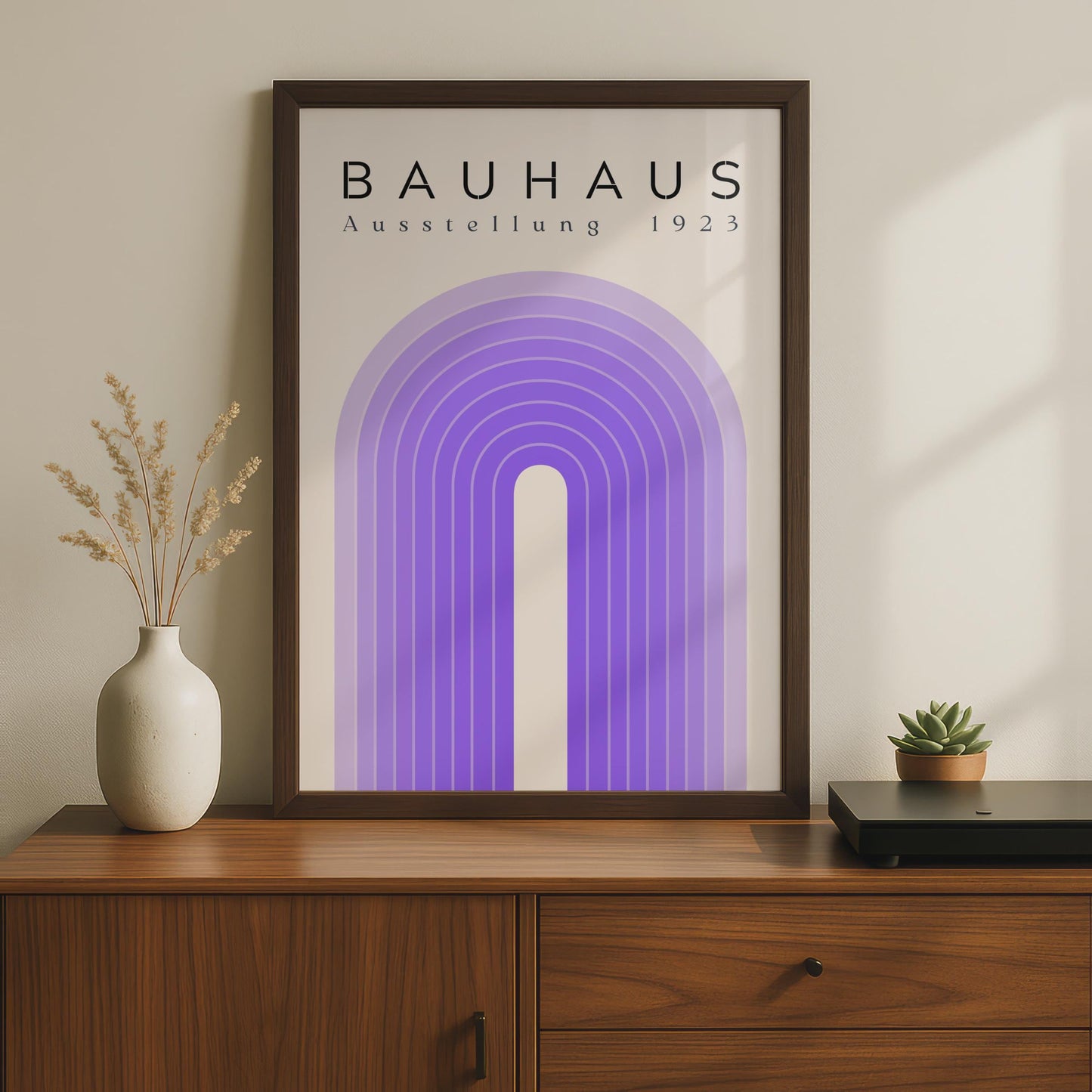 Bauhaus Poster, Geometric Artwork, 1923 Exhibition Print, Purple Arch Design, Minimalist Wall Art wall art print