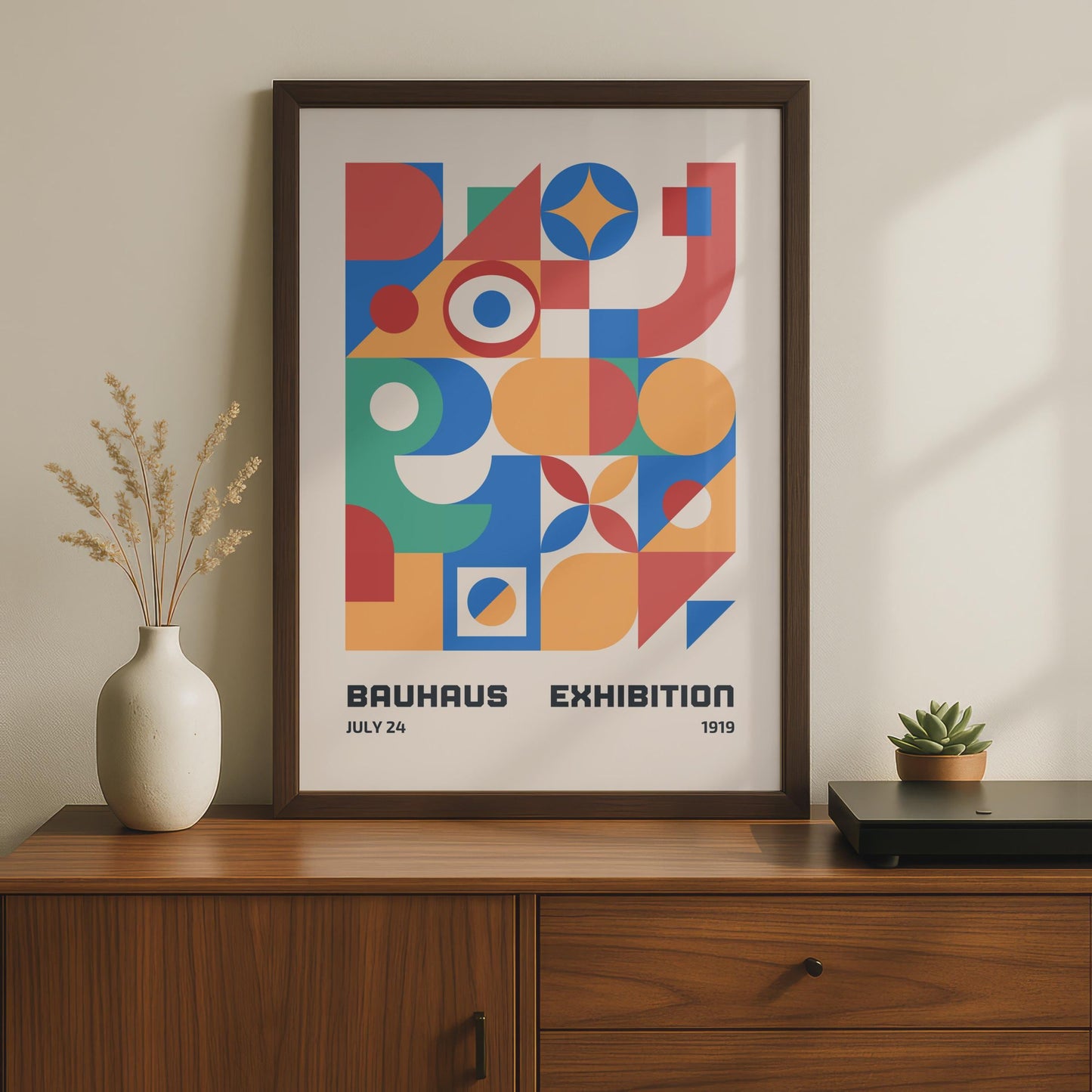 Bauhaus Exhibition Poster, 1919 Art Print, Colourful Geometric Design for Modern Decor wall art print