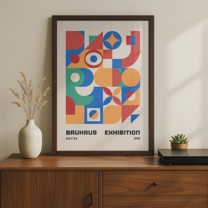 Bauhaus Exhibition Poster, 1919 Art Print, Colourful Geometric Design for Modern Decor wall art print
