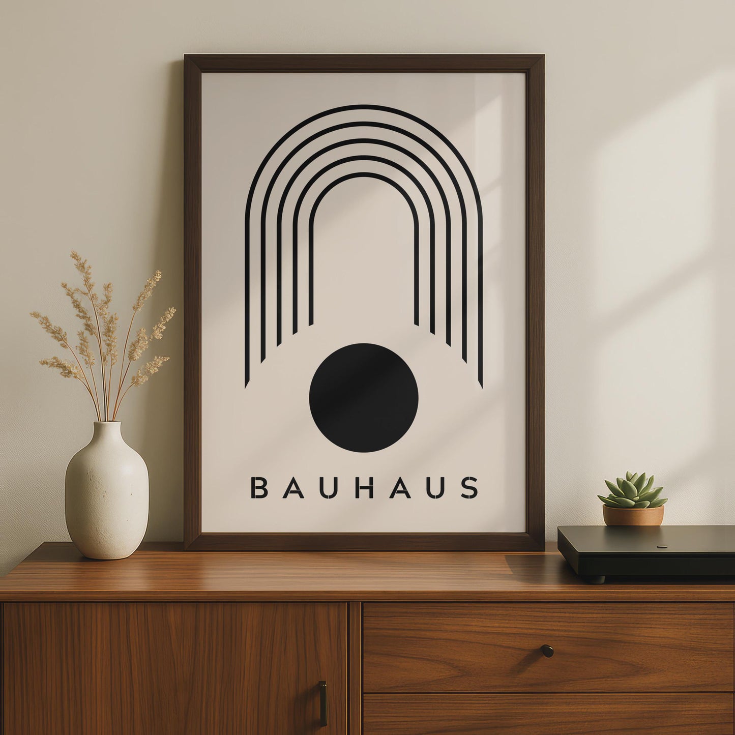 Bauhaus Poster, Minimalist Arch and Circle Art, Modern Black White Print wall art print