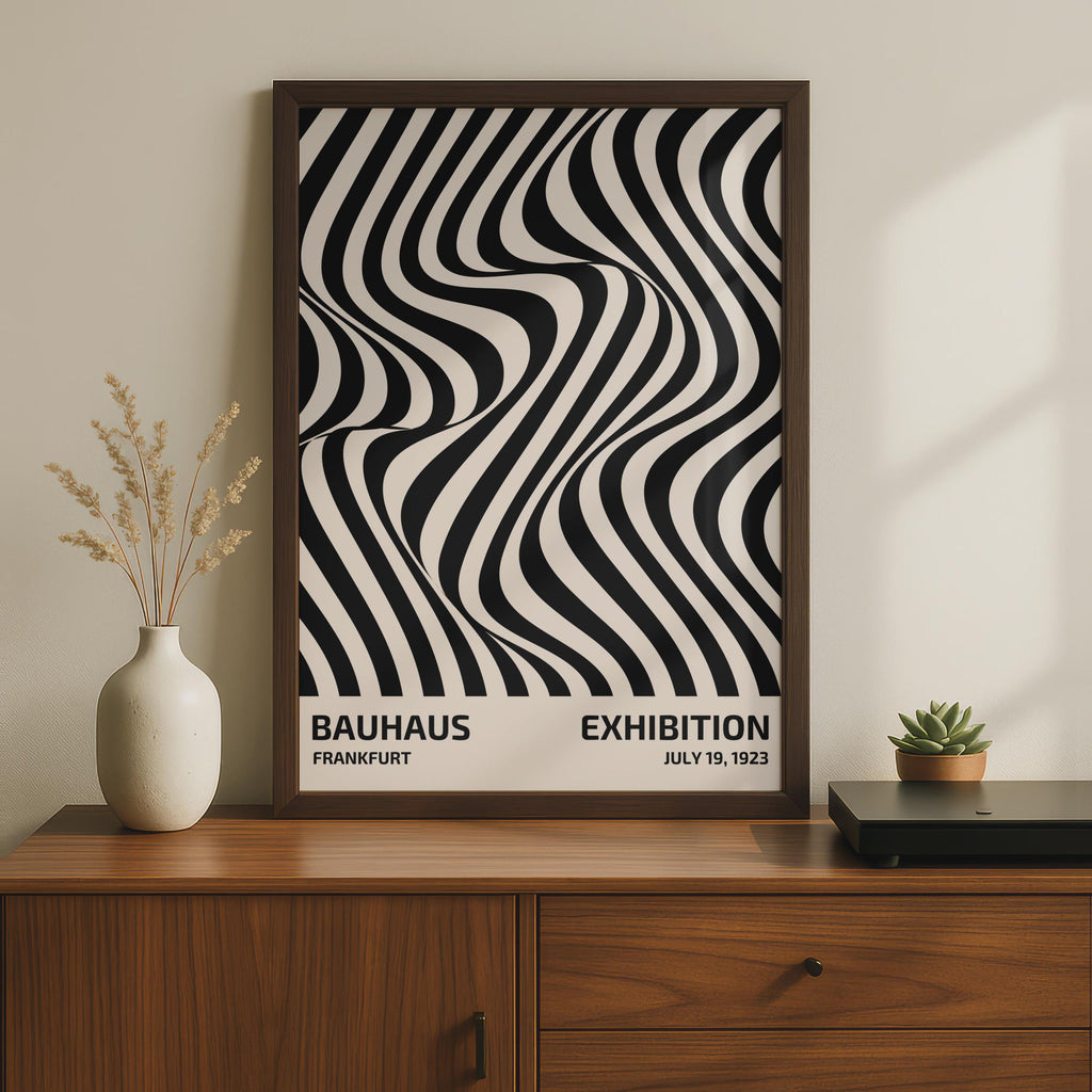 Bauhaus Exhibition Poster, Abstract Black and White Wall Art, 1923 Frankfurt Design Print wall art print