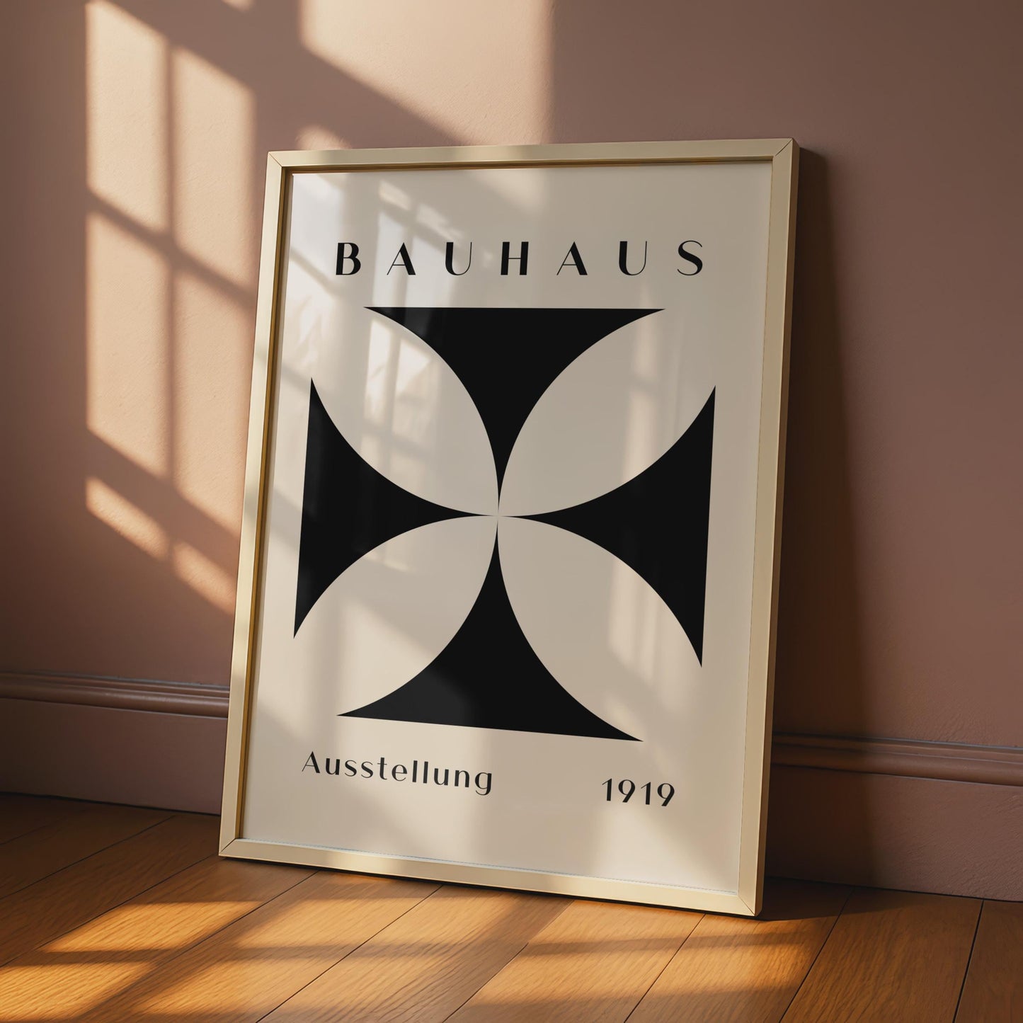 Bauhaus Print, 1919 Exhibition Poster, Minimalist Black and Beige Wall Art, Modern Decor, Graphic wall art print