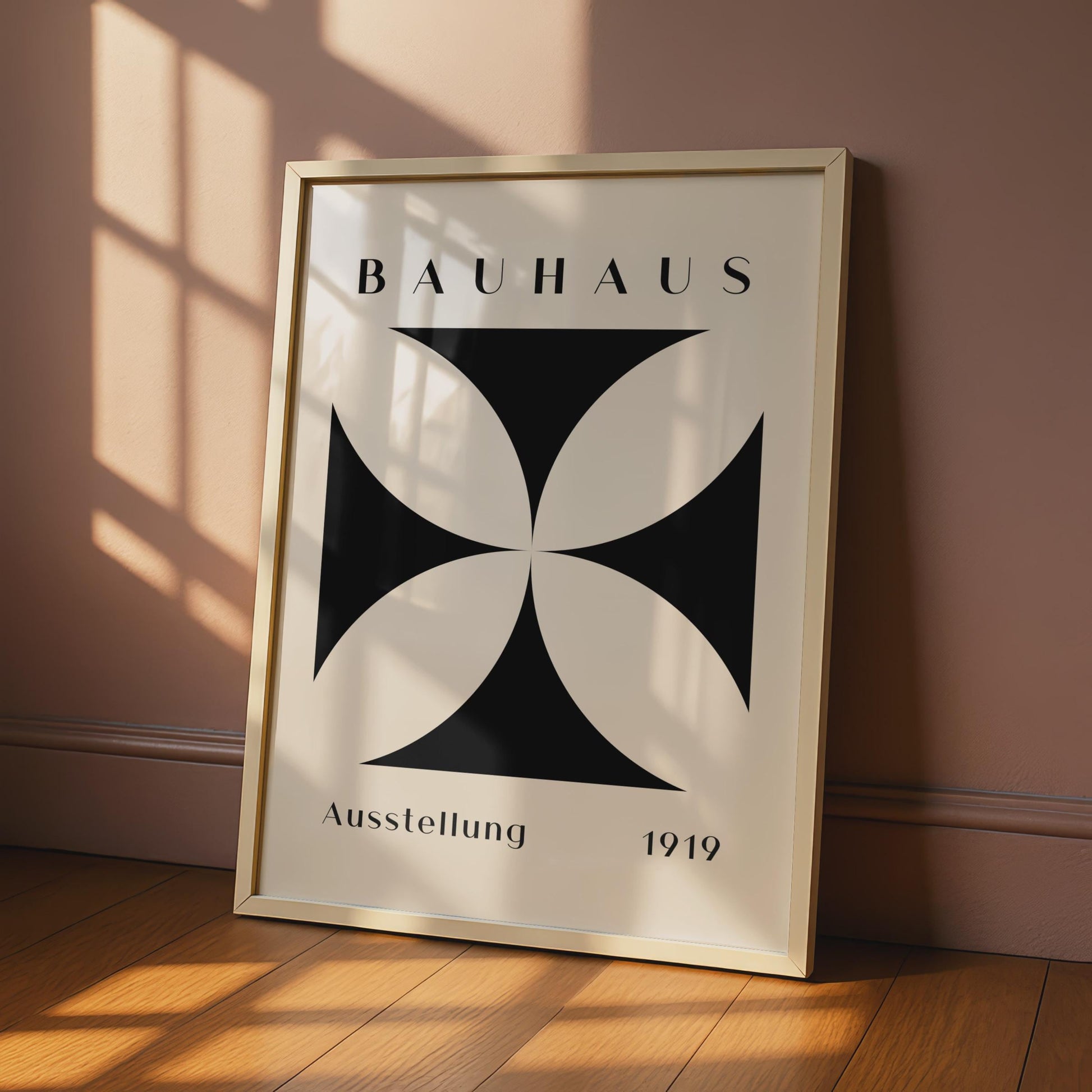 Bauhaus Print, 1919 Exhibition Poster, Minimalist Black and Beige Wall Art, Modern Decor, Graphic wall art print