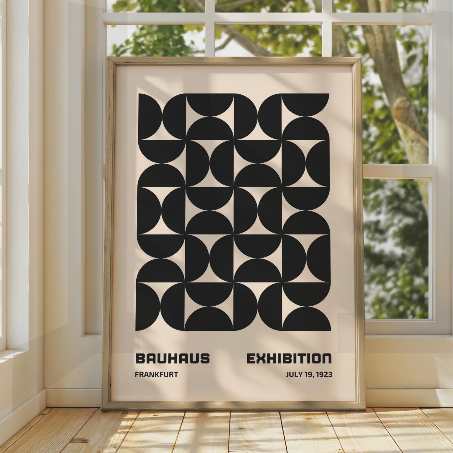Bauhaus Exhibition Poster, Frankfurt 1923, Geometric Black and Beige Art Print, Modern Wall Decor wall art print