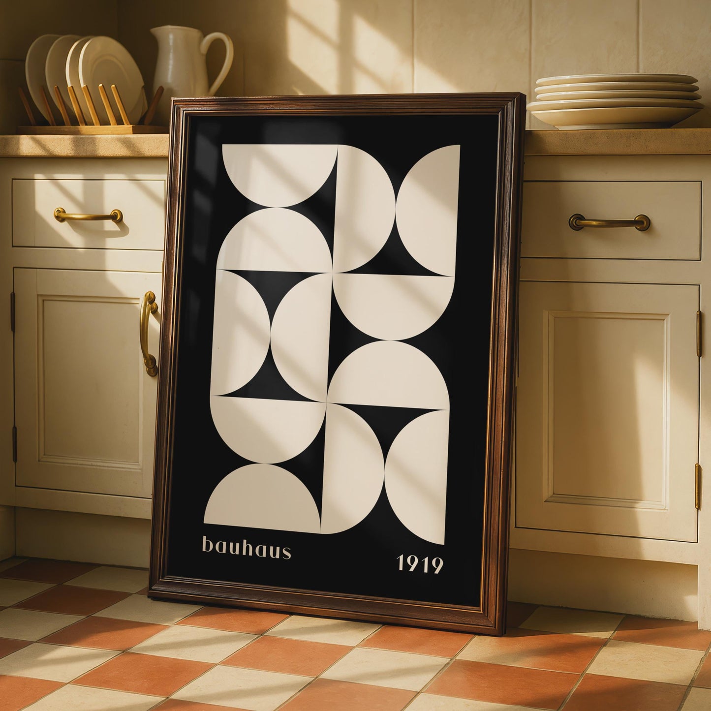 Bauhaus Geometric Art Print, Minimalist Black White Wall Decor wall art print