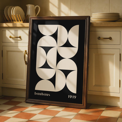 Bauhaus Geometric Art Print, Minimalist Black White Wall Decor wall art print