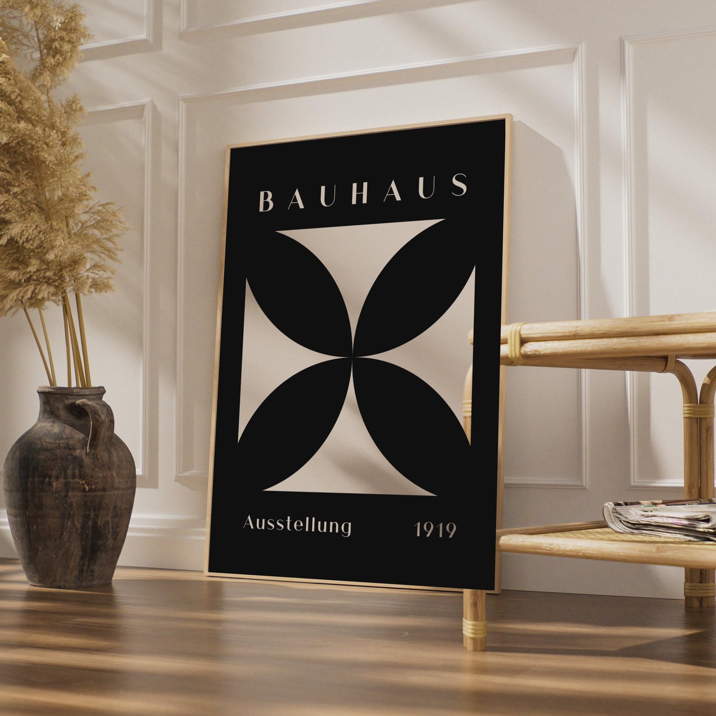 Bauhaus Exhibition Poster, Minimalist Black Cream Art Print wall art print