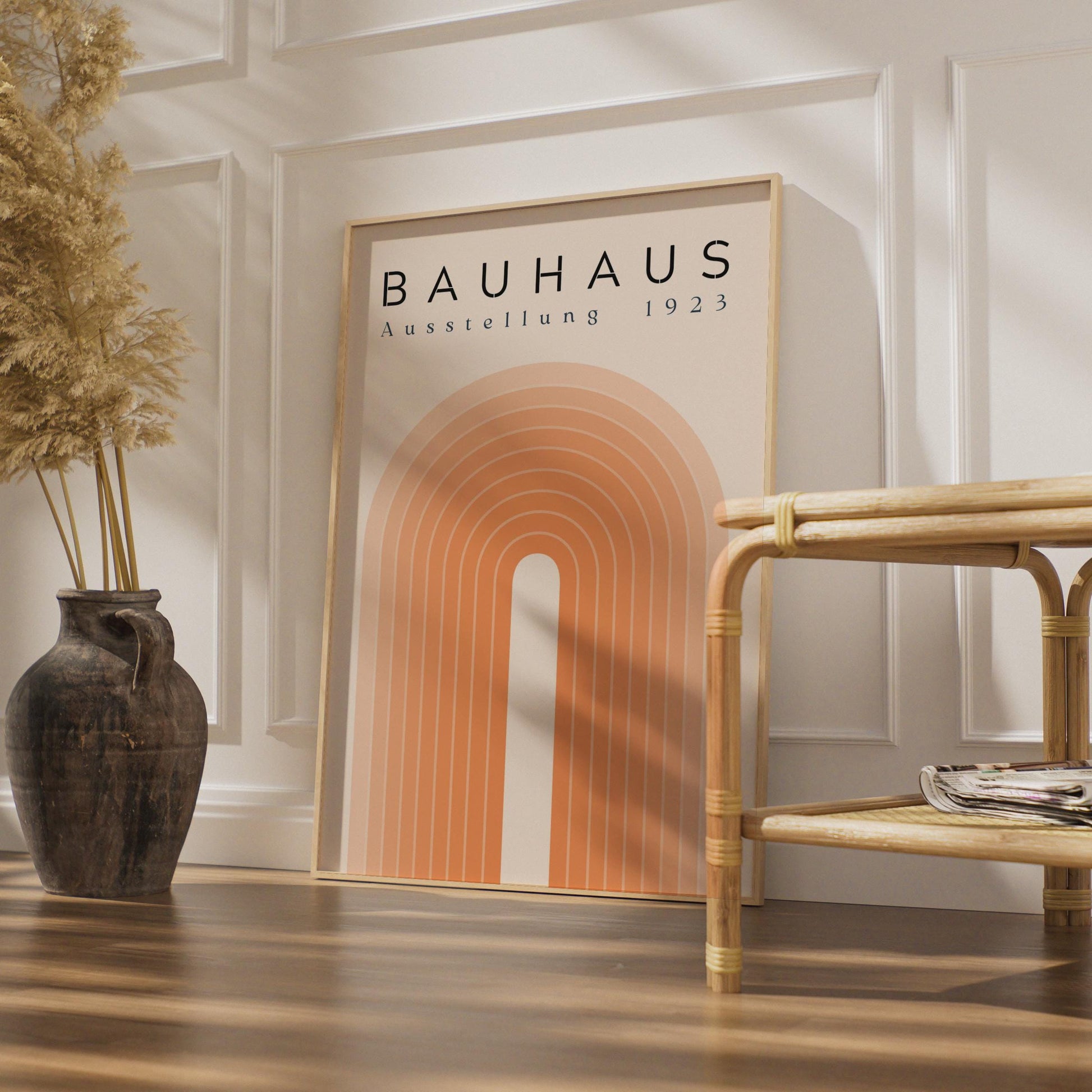 Bauhaus Ausstellung 1923 Poster, Retro Minimalist Art Print, Geometric Orange and Cream Decor wall art print
