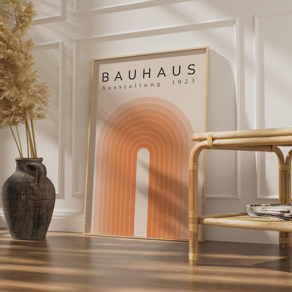 Bauhaus Ausstellung 1923 Poster, Retro Minimalist Art Print, Geometric Orange and Cream Decor wall art print