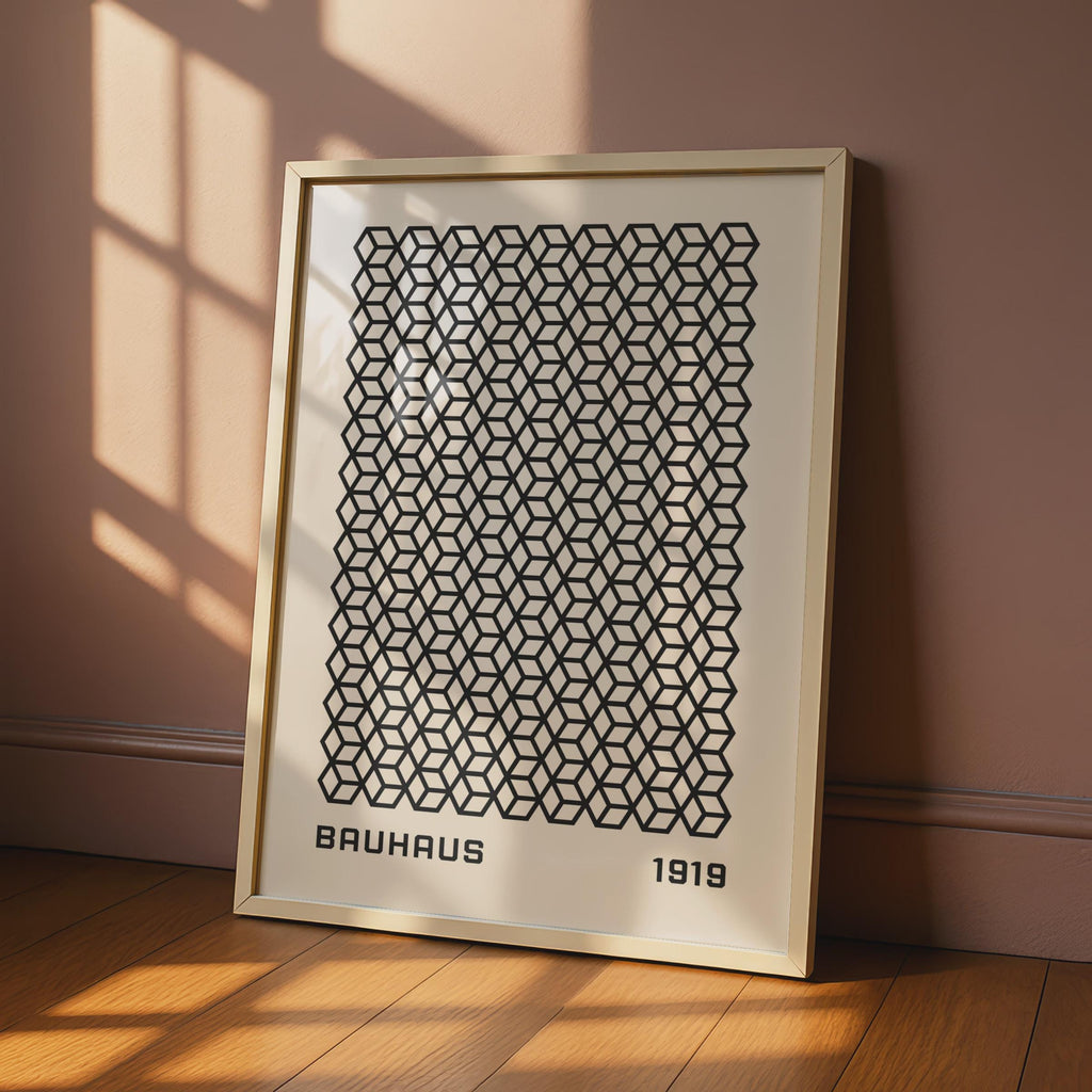 Bauhaus Hexagon Pattern Poster, Minimalist Wall Art, Geometric Print, 1919 Inspired Decor wall art print