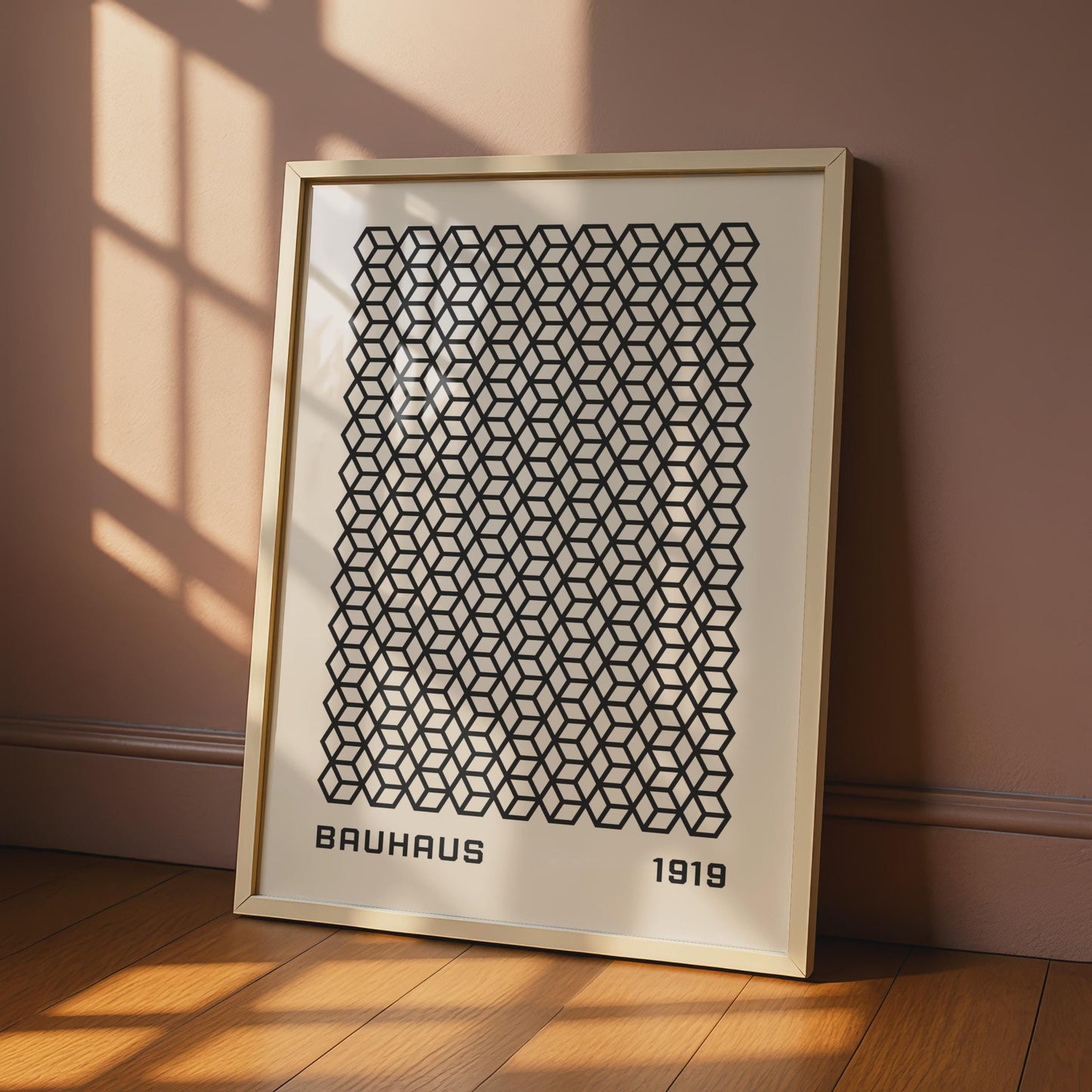 Bauhaus Hexagon Pattern Poster, Minimalist Wall Art, Geometric Print, 1919 Inspired Decor wall art print